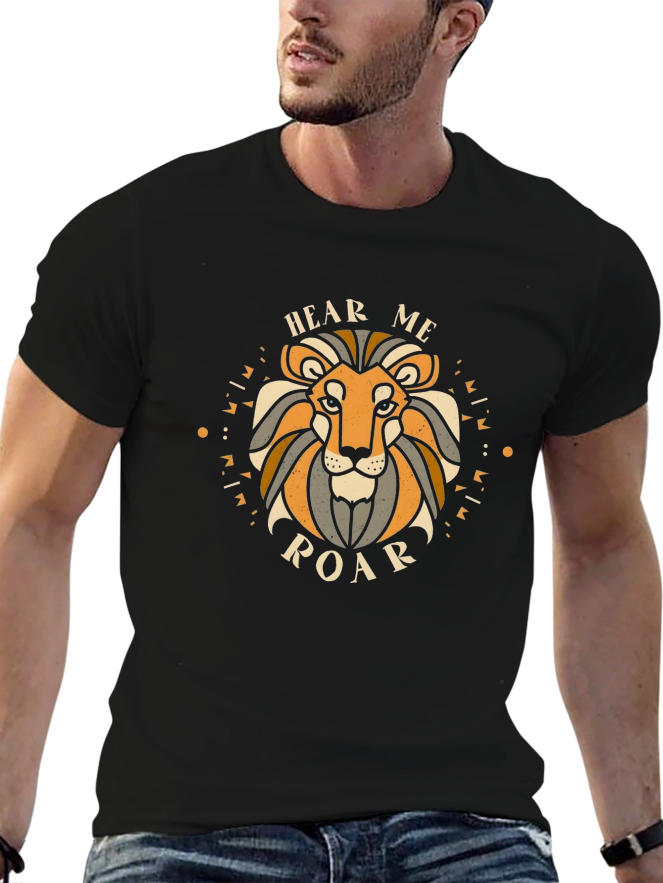 Hear Me Roar Lion Graphic Tee - Black