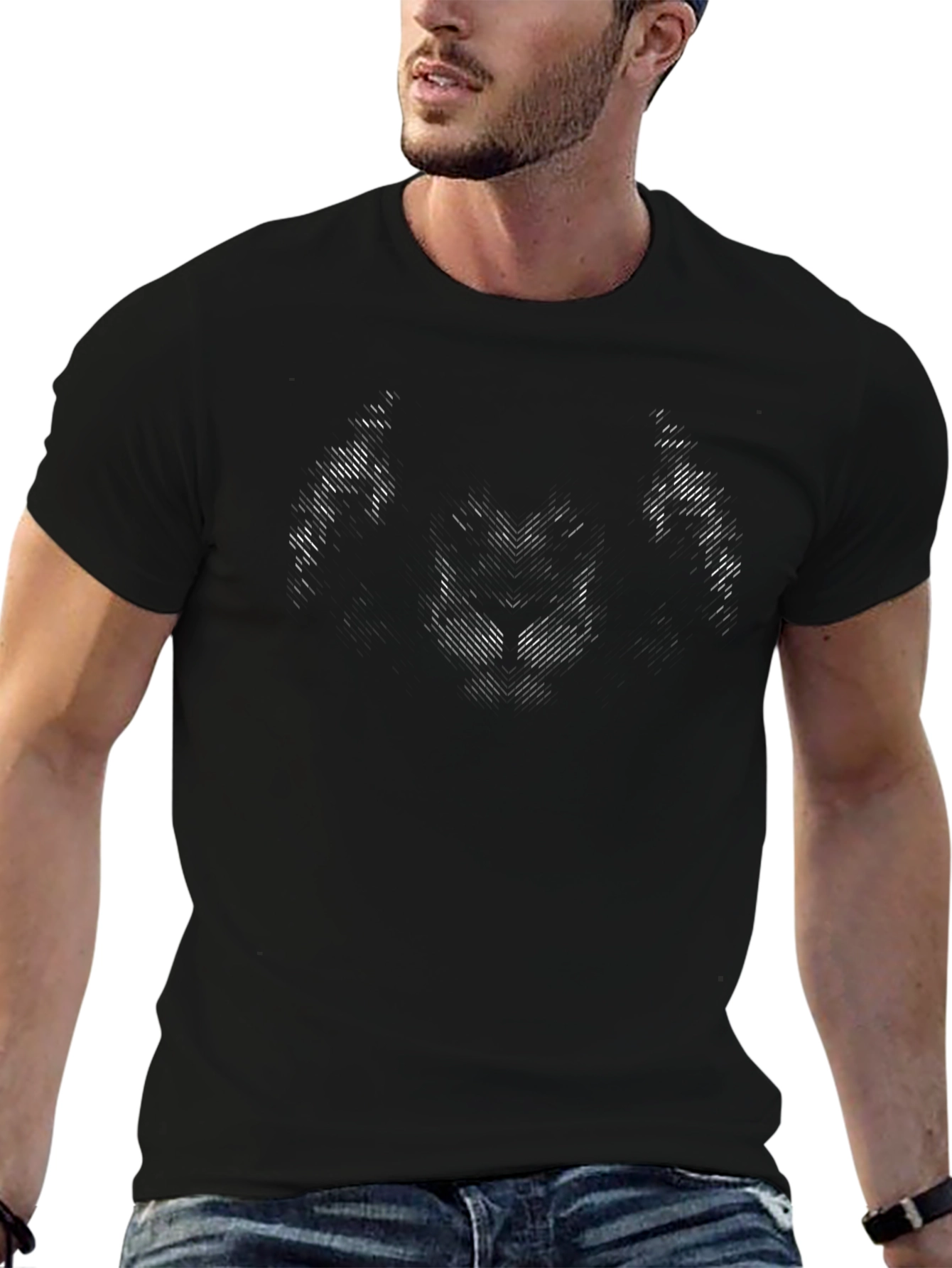 Abstract Bear Graphic Black T-Shirt