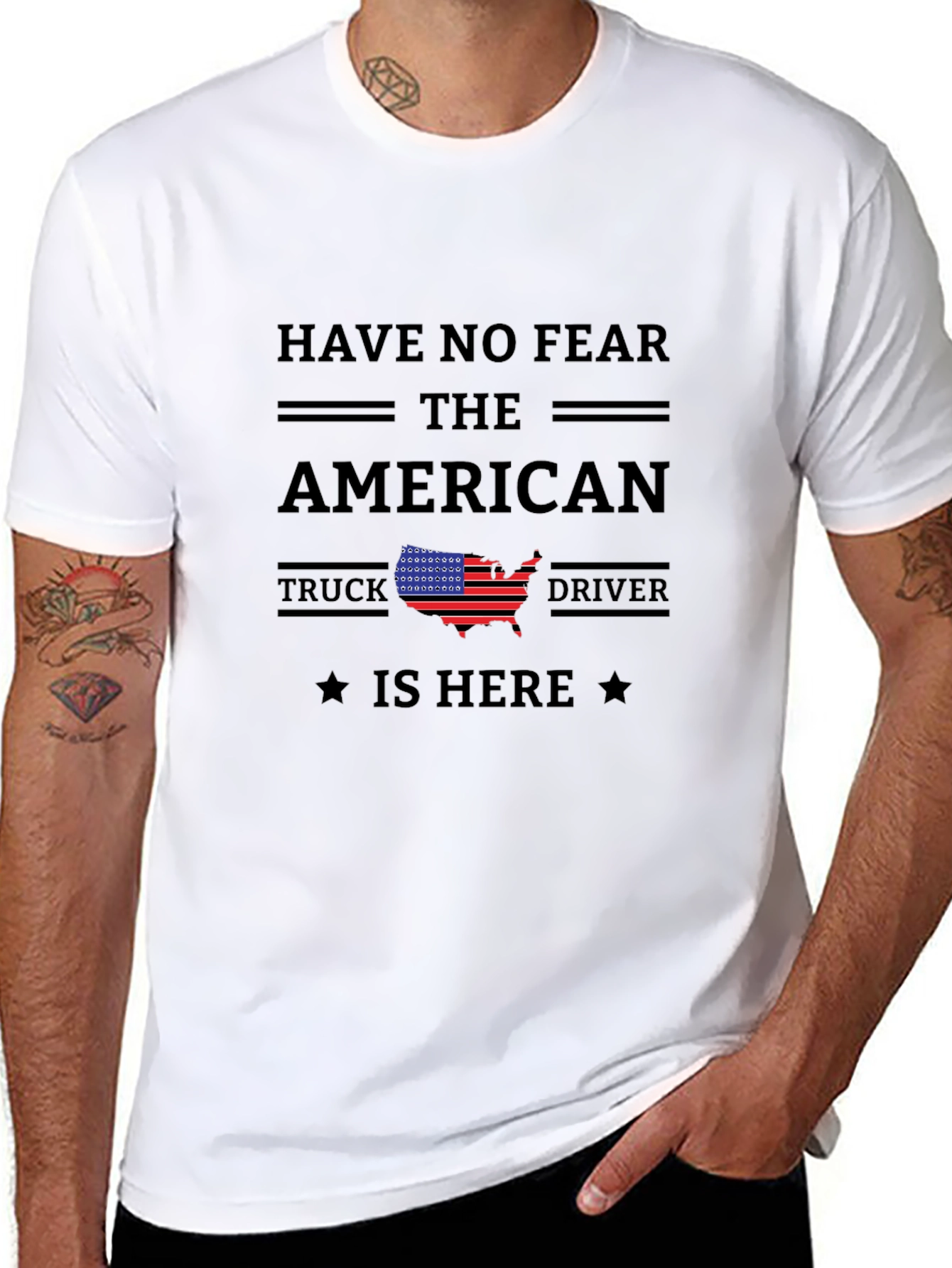 American Truck Driver Black Graphic Tee