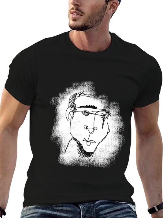 Abstract Line Art Graphic Tee - Black