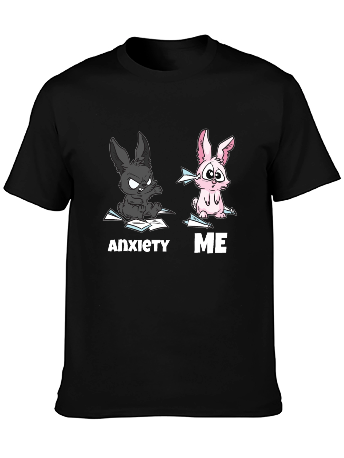 Anxiety vs Me T-Shirt Funny Rabbit Tee
