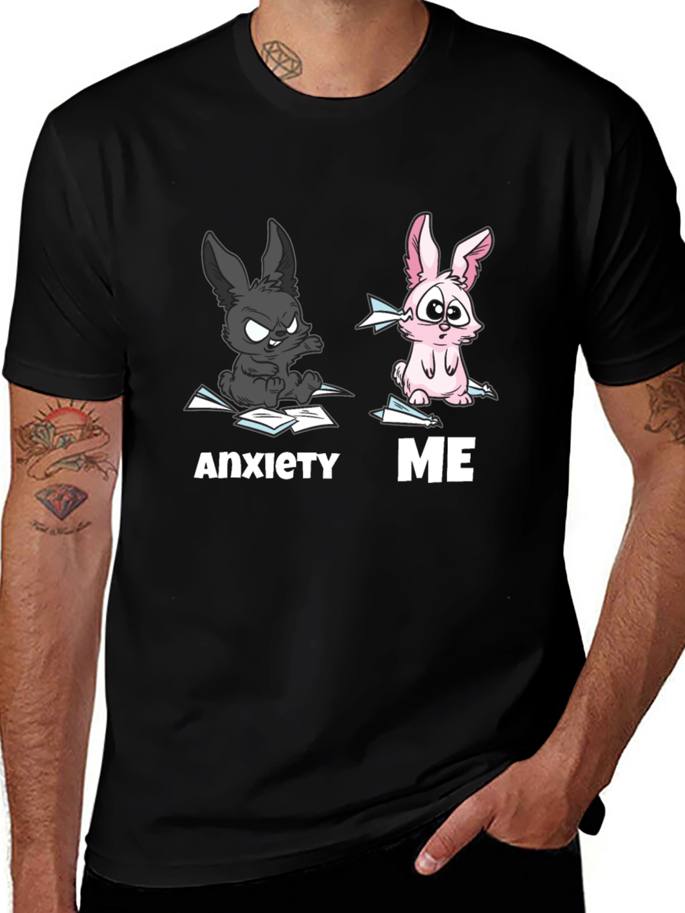 Anxiety vs Me T-Shirt Funny Rabbit Tee