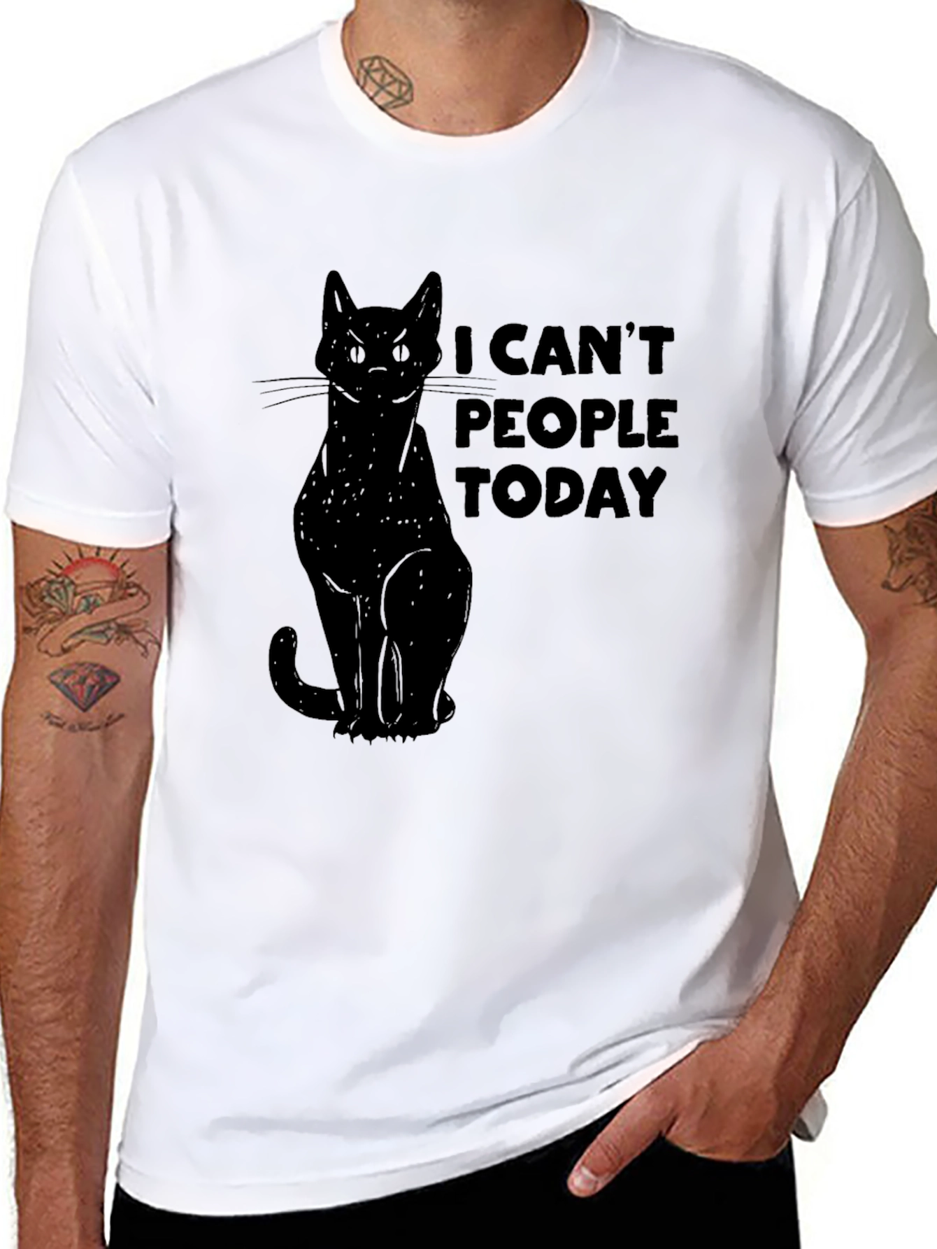 I Cant People Today Cat Graphic T-Shirt