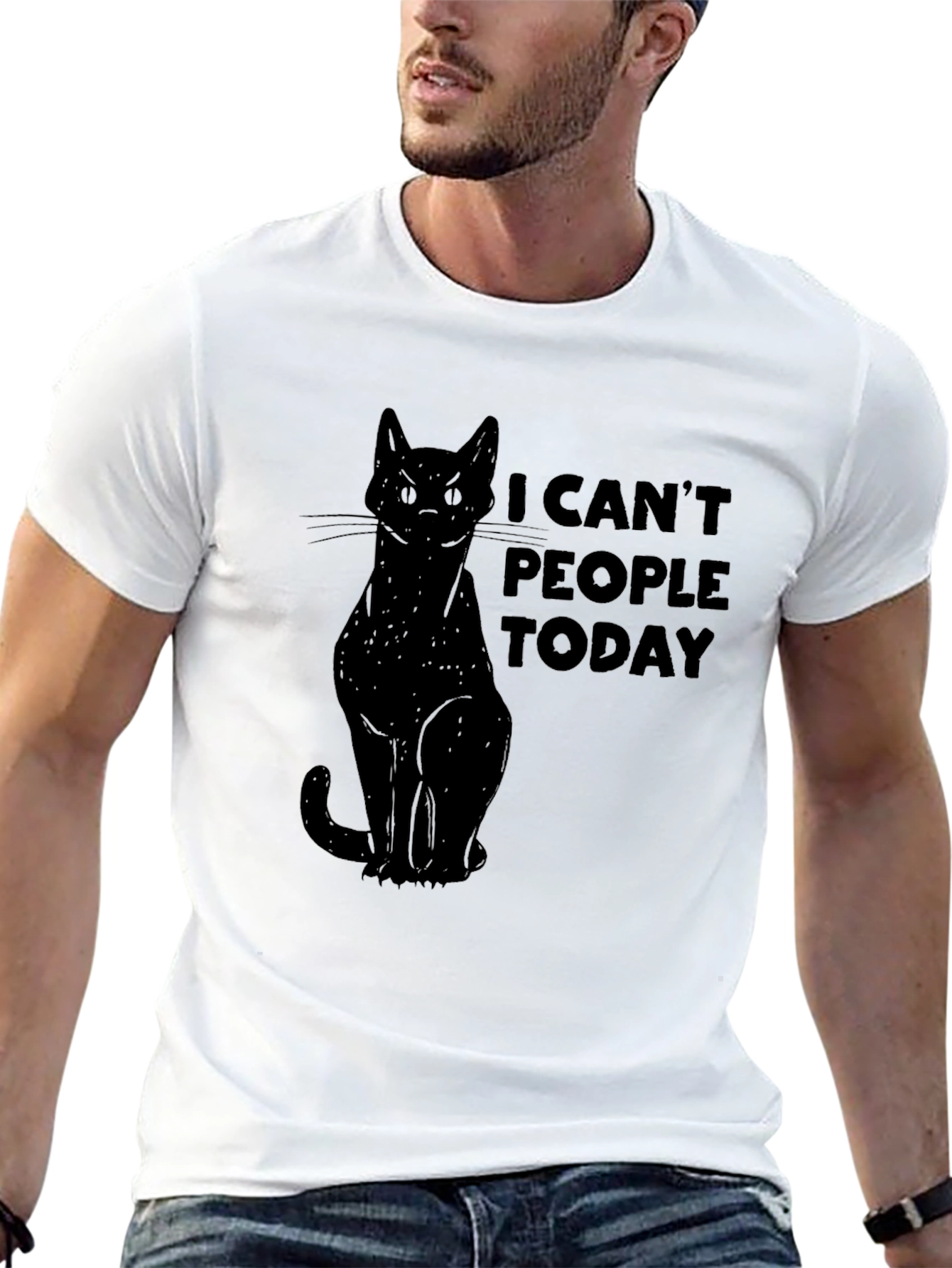 I Cant People Today Cat Graphic T-Shirt