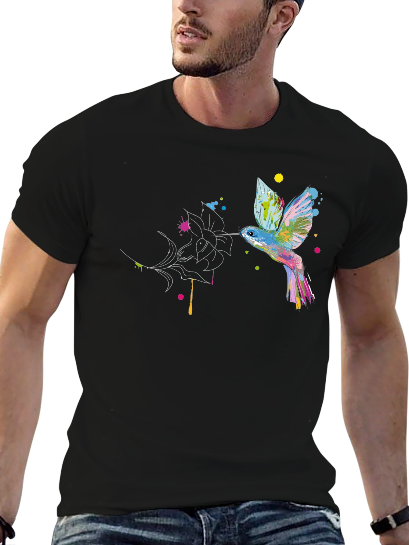 Hummingbird Graphic Black T-Shirt