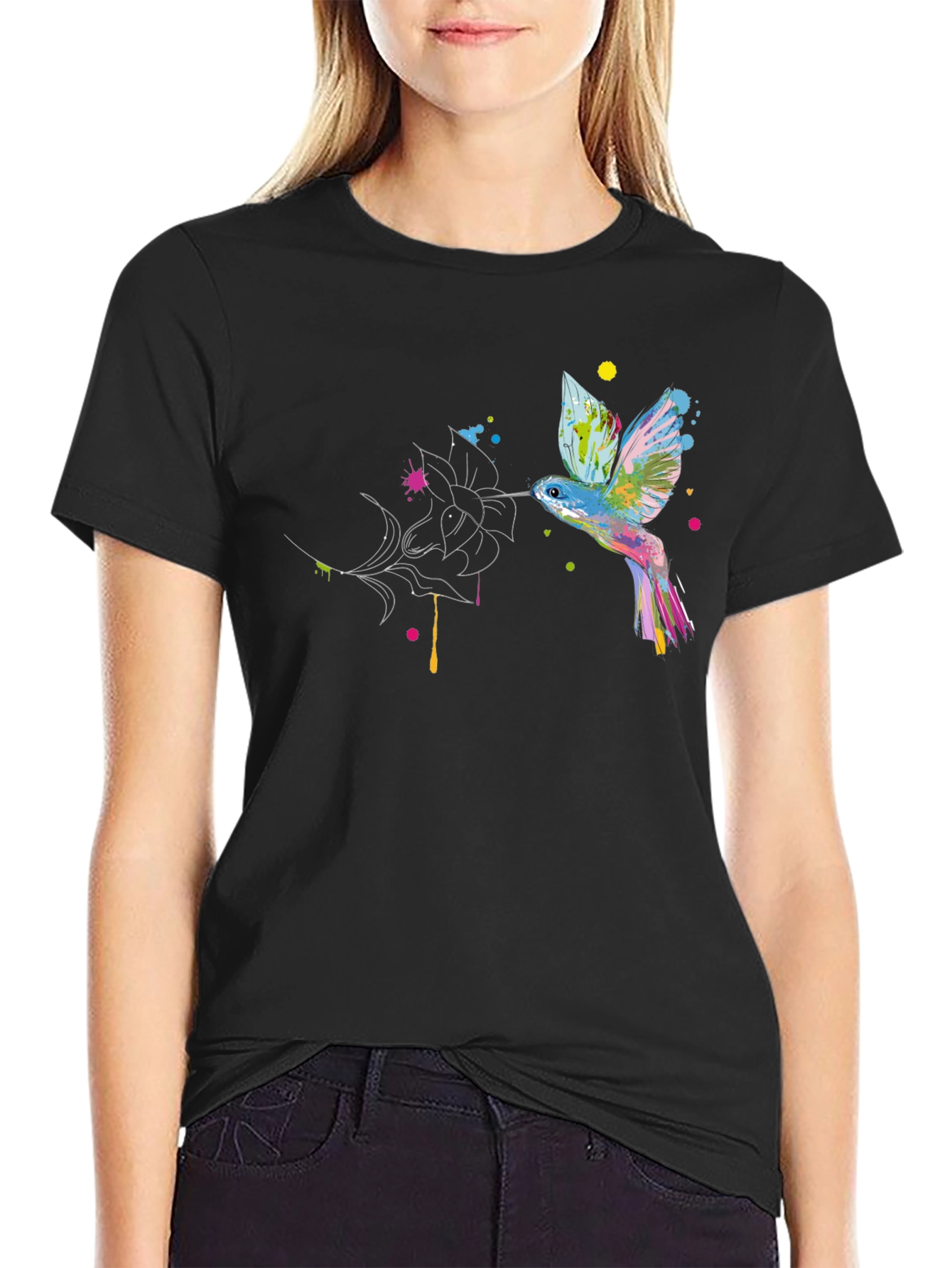 Hummingbird Graphic Black T-Shirt