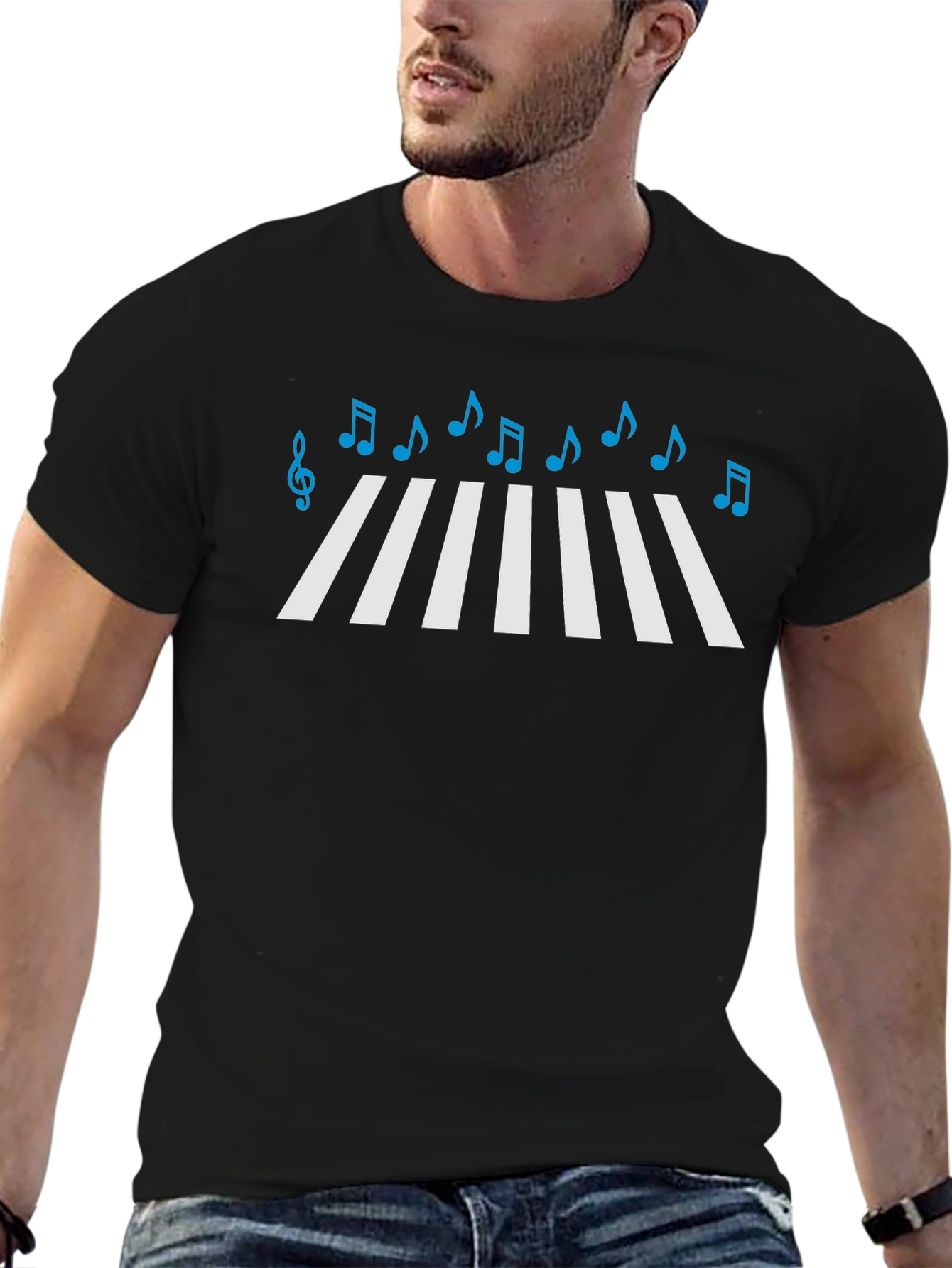 Abbey Road Music Notes Black T-Shirt