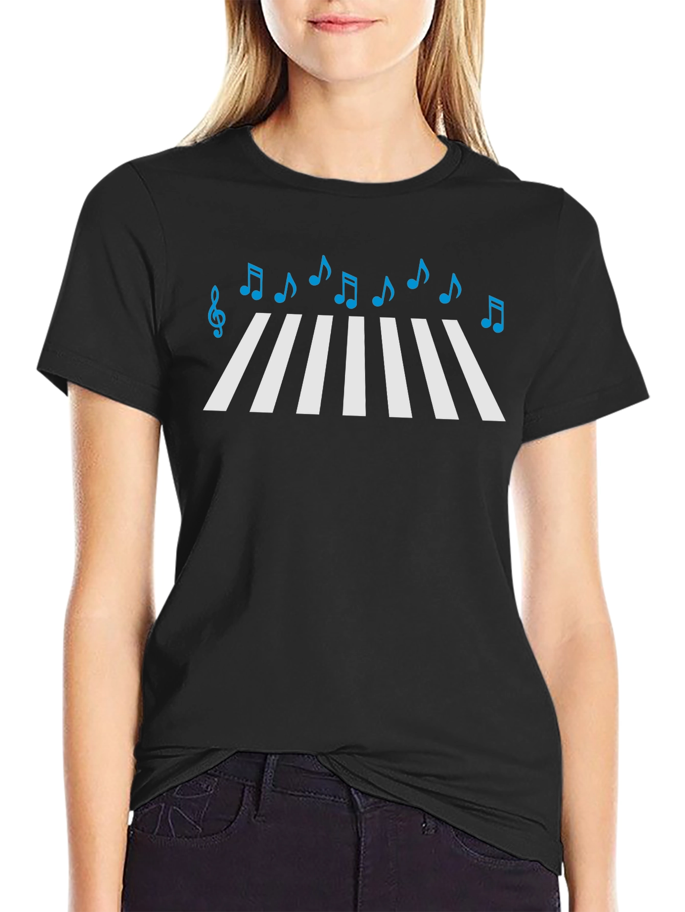 Abbey Road Music Notes Black T-Shirt