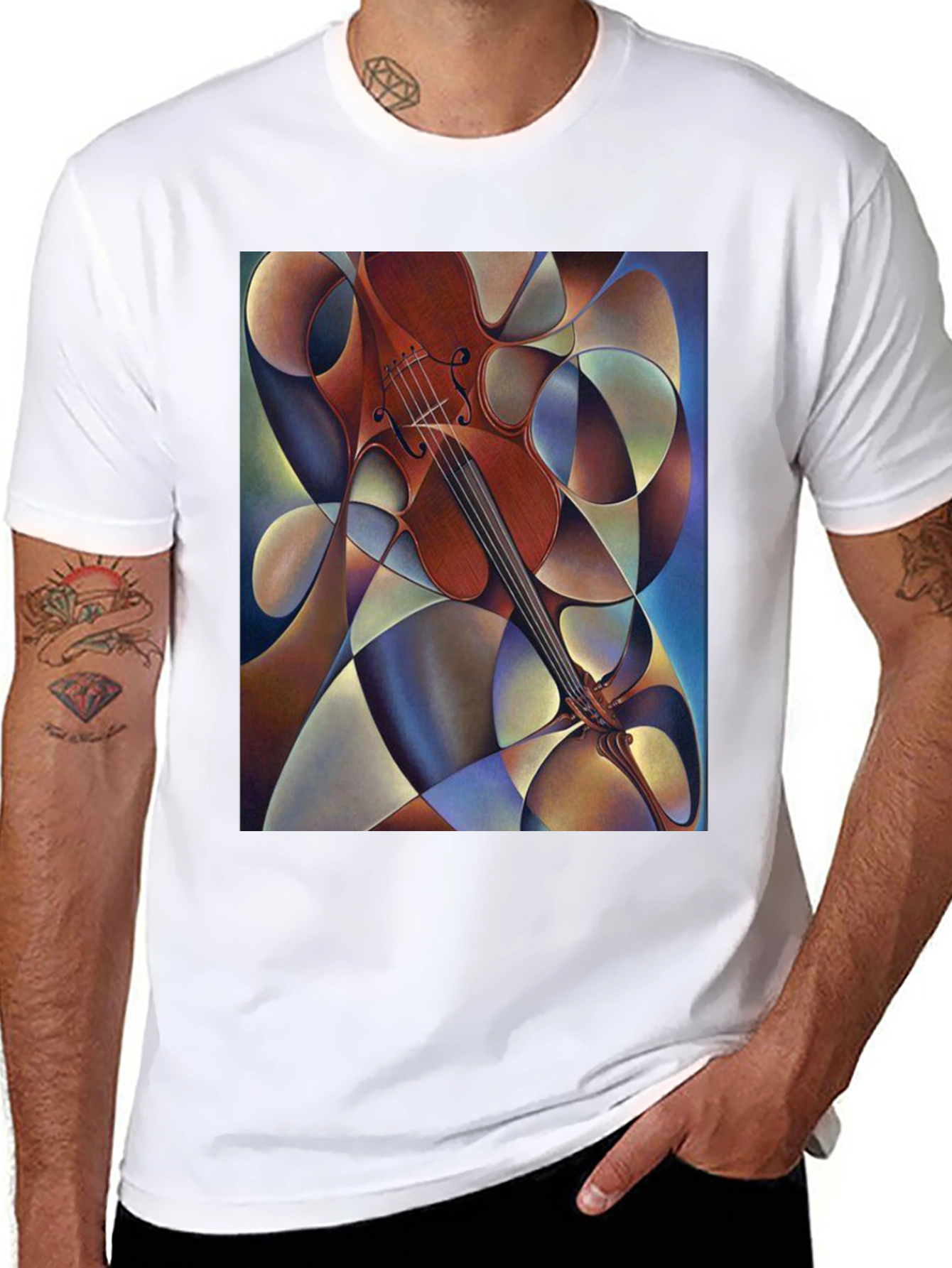 Abstract Violin Art Mens T-Shirt