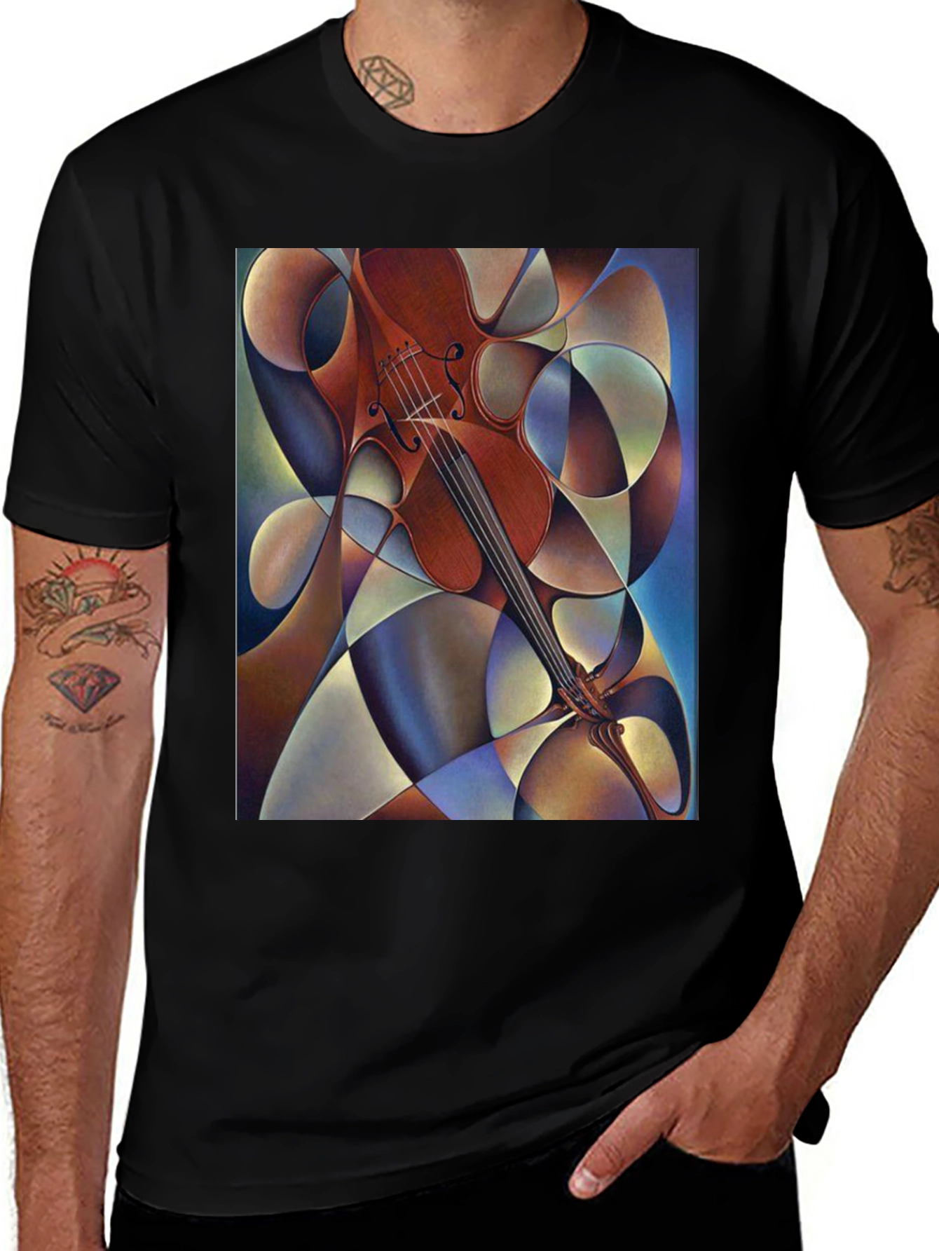 Abstract Violin Art Mens T-Shirt