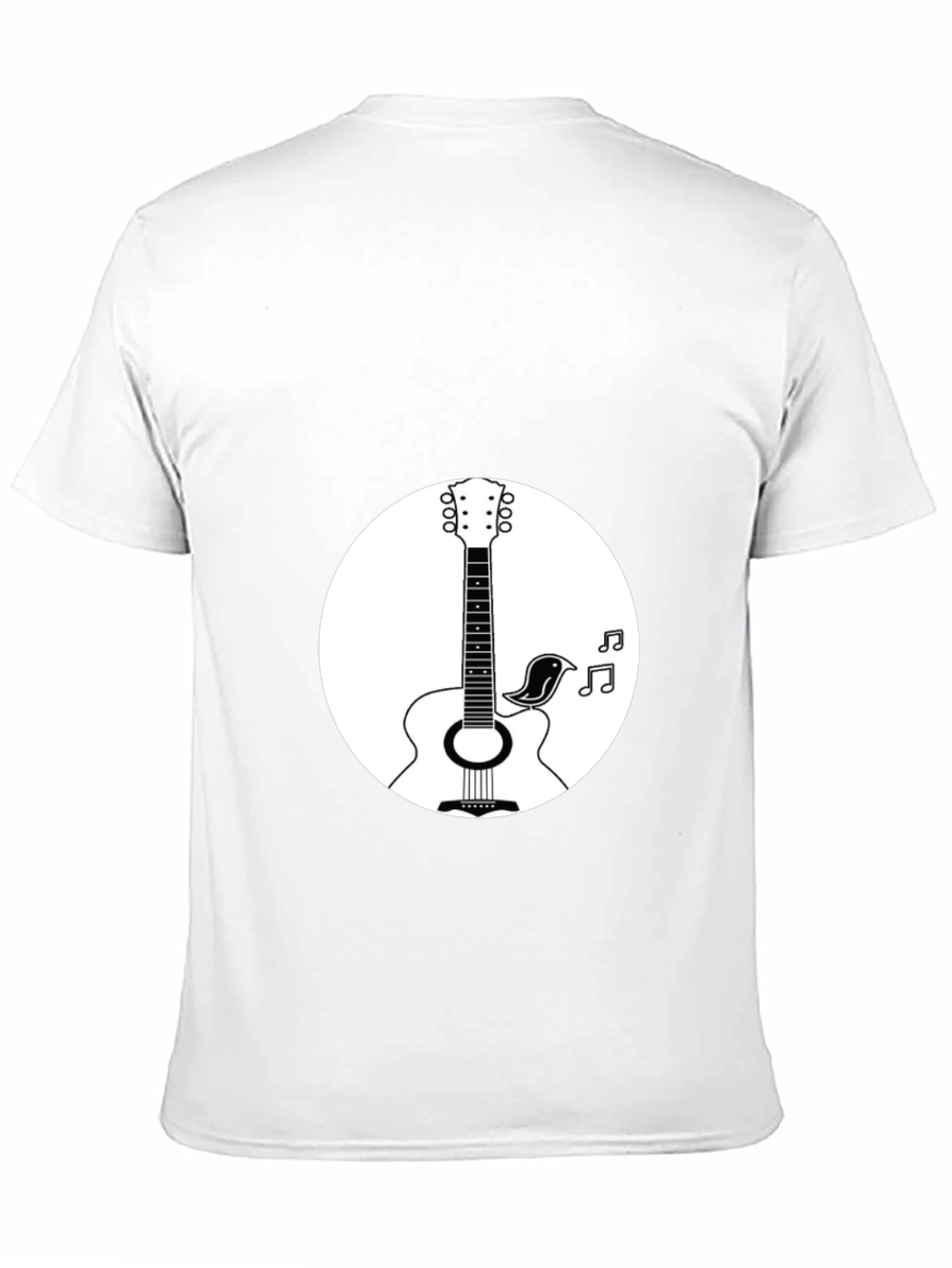 Acoustic Guitar & Bird Graphic T-Shirt