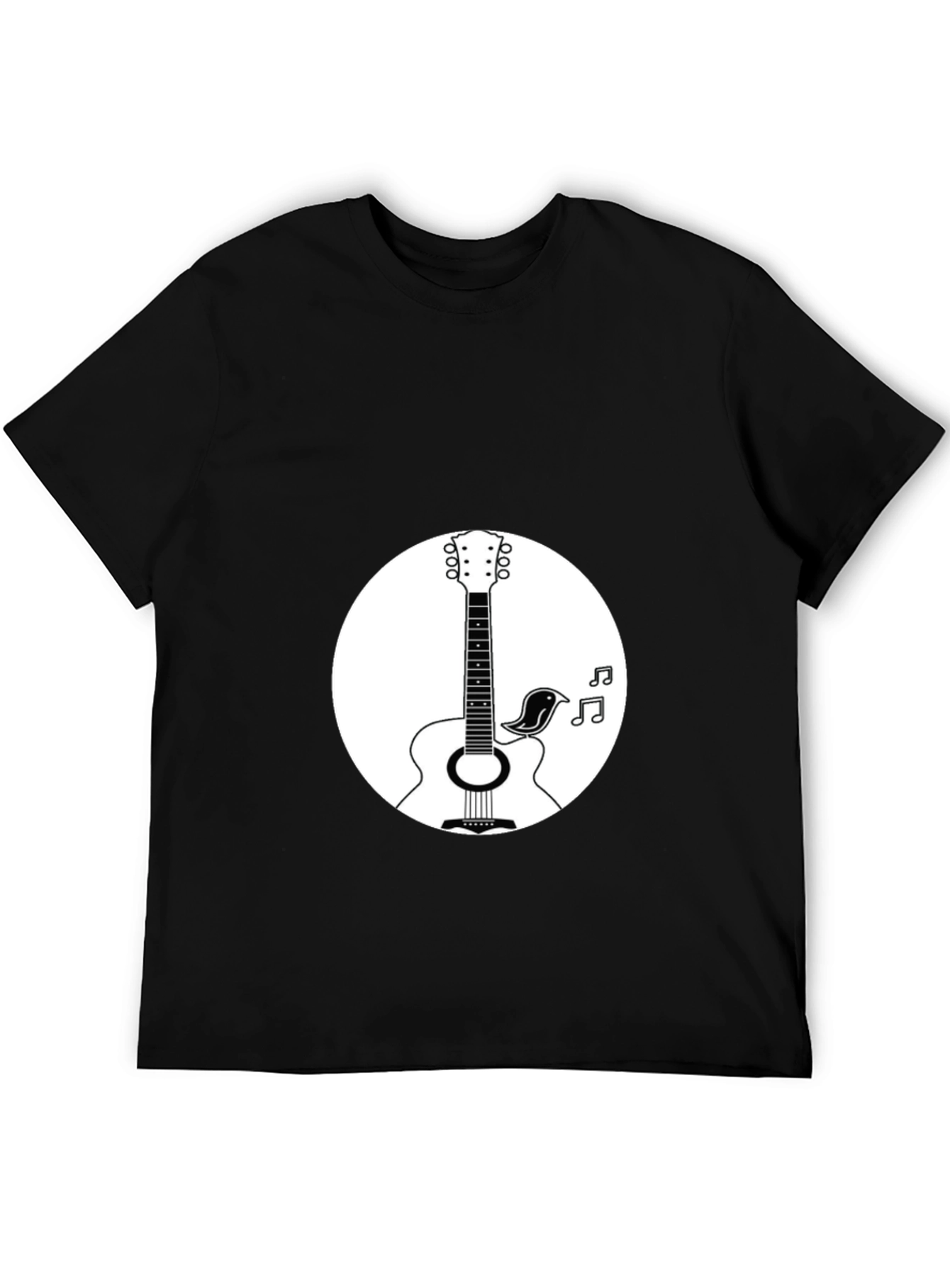 Acoustic Guitar & Bird Graphic T-Shirt