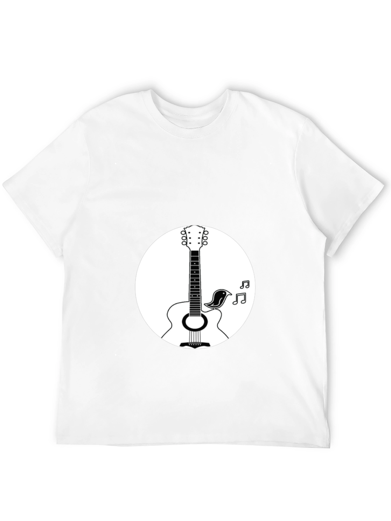 Acoustic Guitar & Bird Graphic T-Shirt