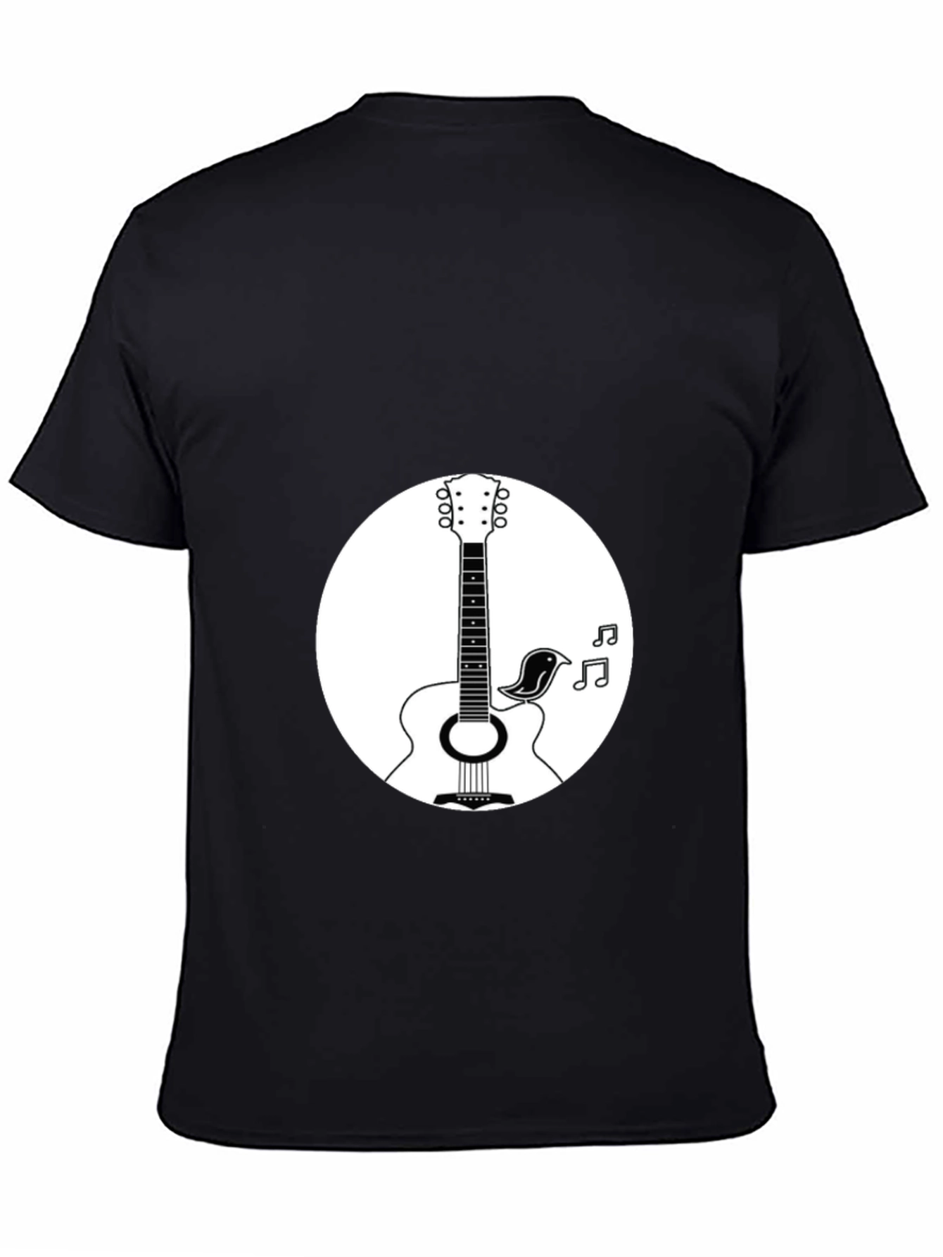 Acoustic Guitar & Bird Graphic T-Shirt
