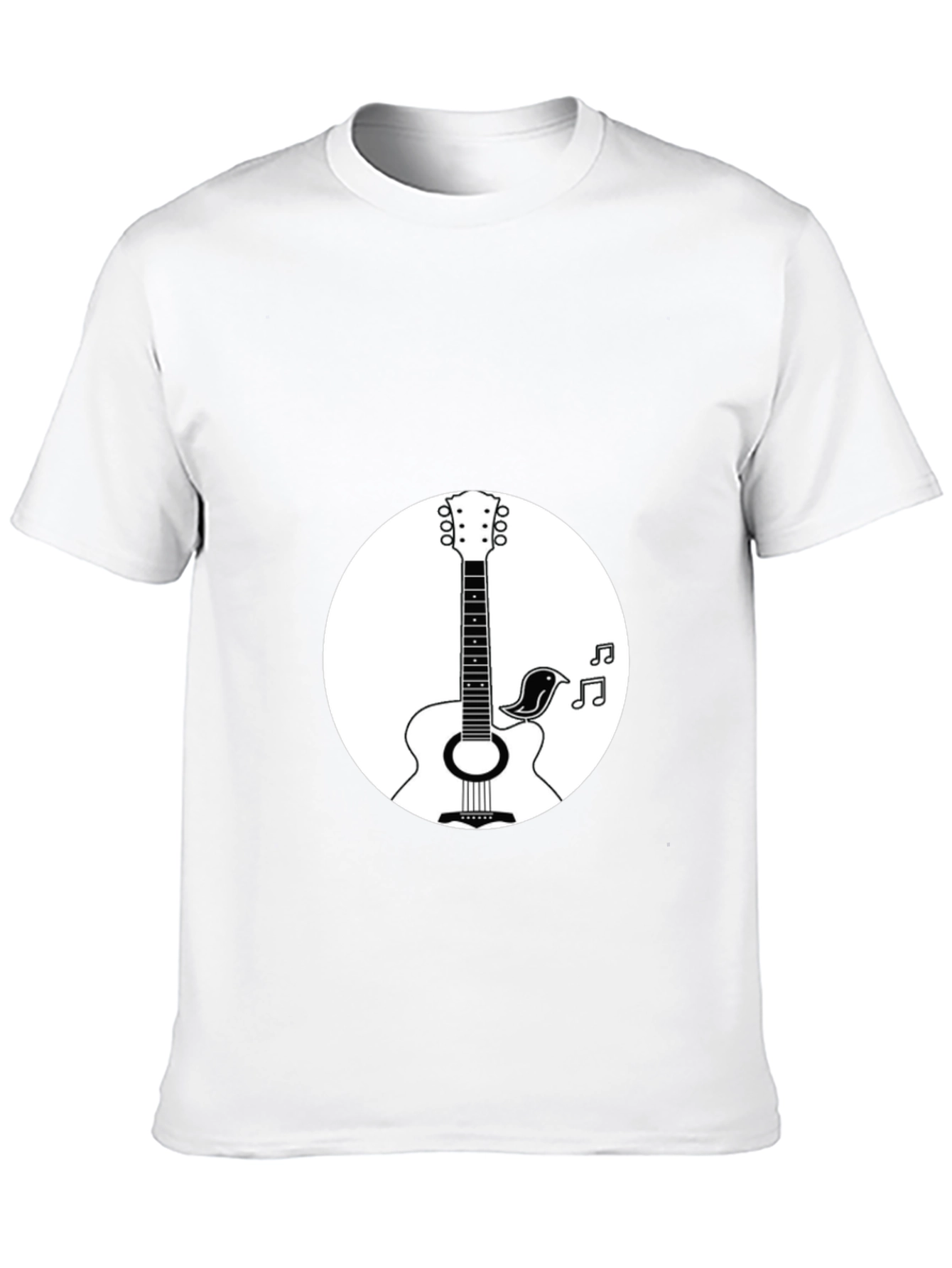 Acoustic Guitar & Bird Graphic T-Shirt