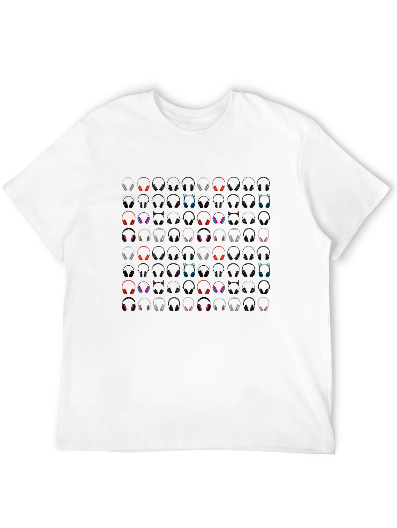 Headphones Pattern Black Graphic Tee