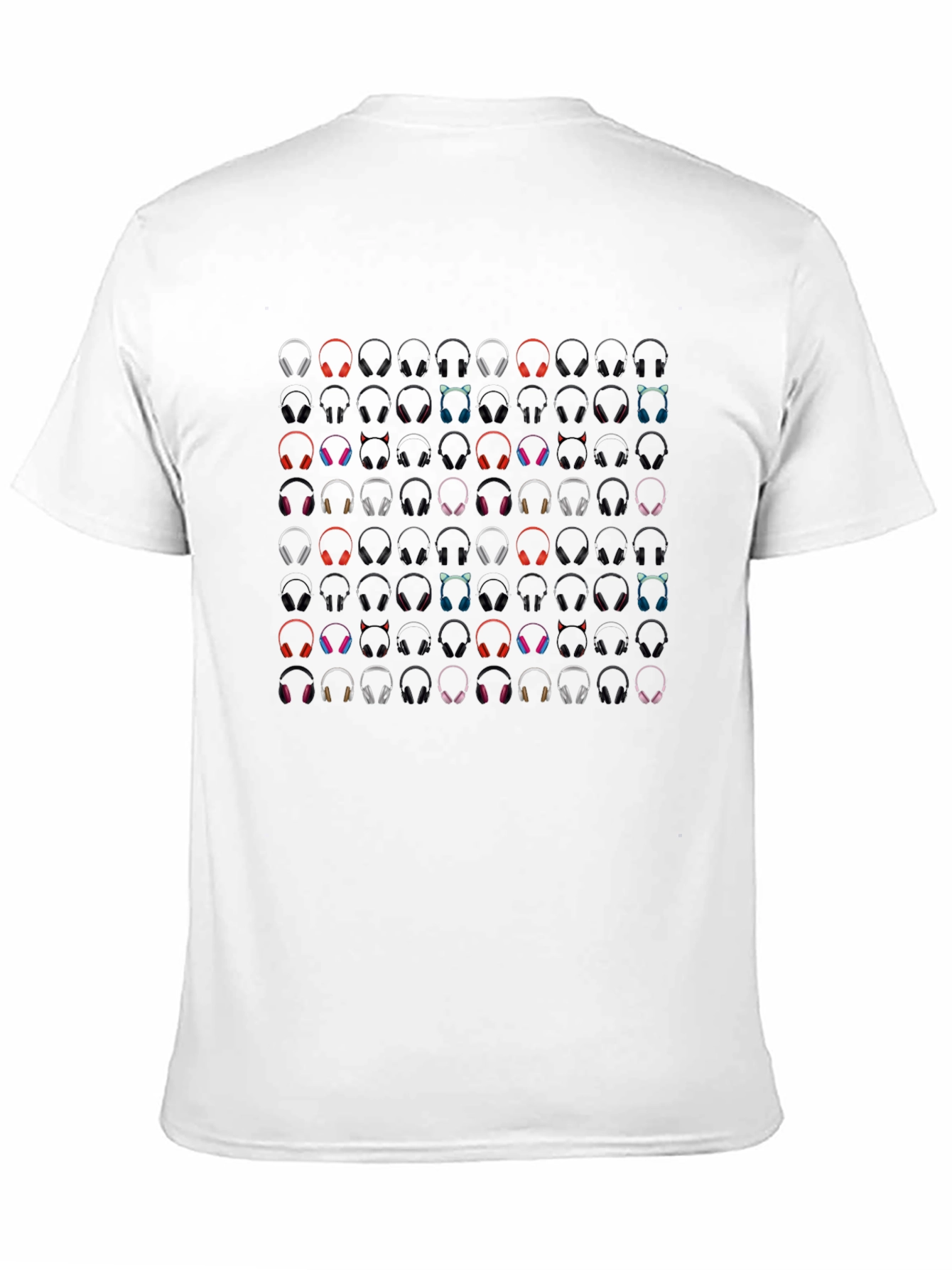 Headphones Pattern Black Graphic Tee