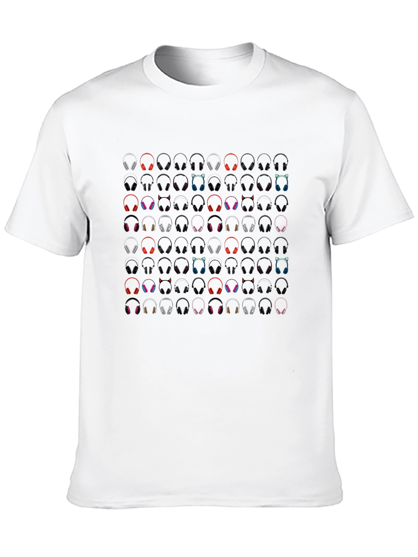 Headphones Pattern Black Graphic Tee