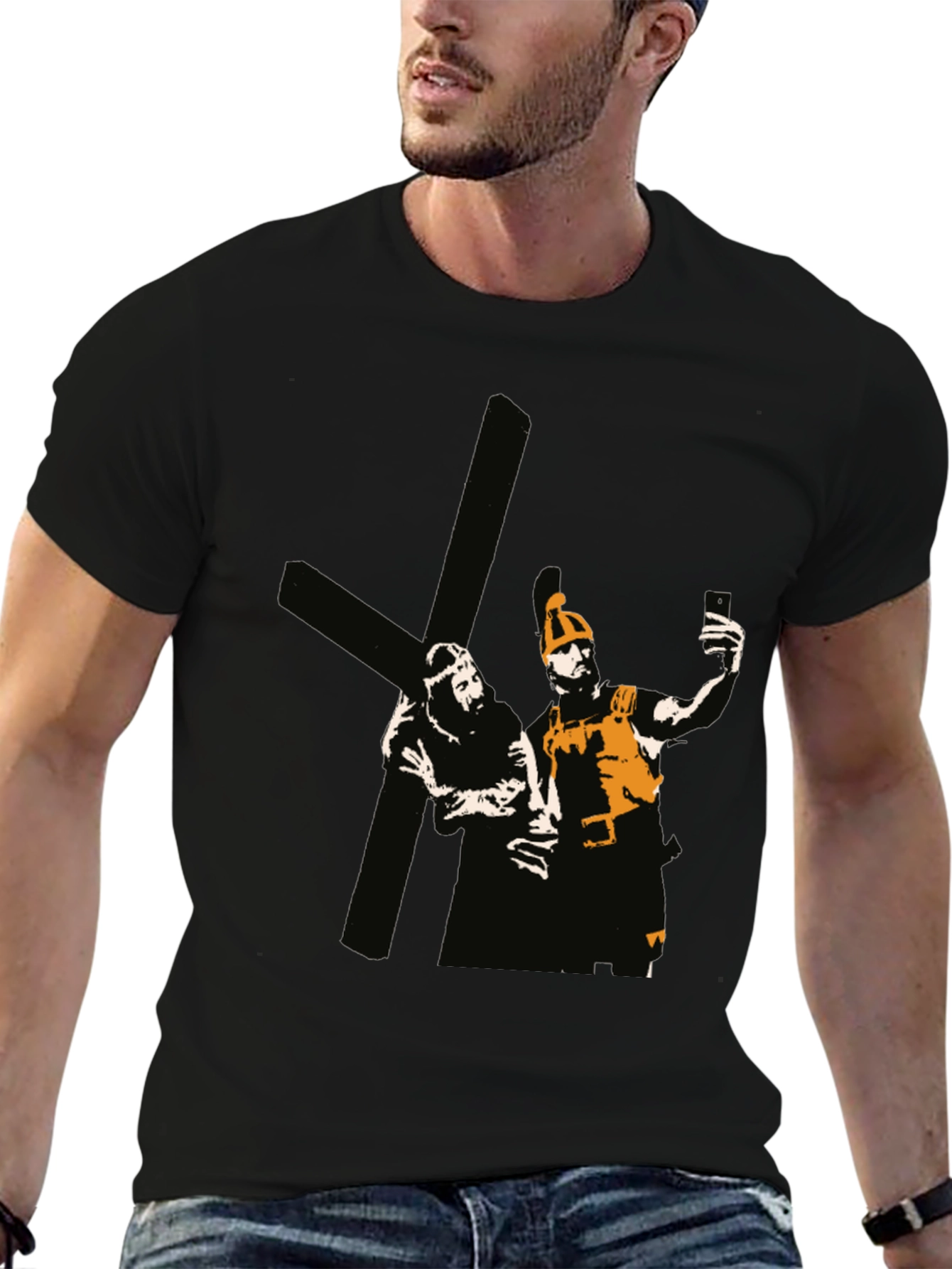 Humorous Religious Graphic Tee - Crucifixion Selfie