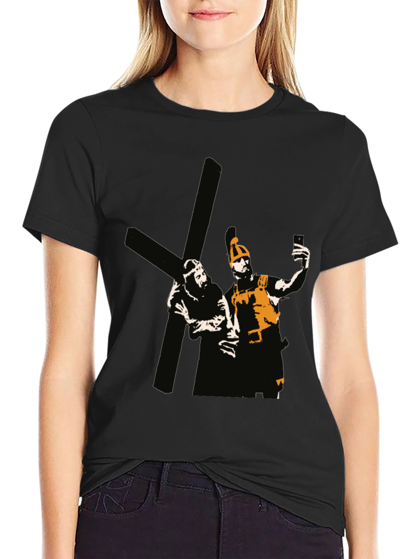 Humorous Religious Graphic Tee - Crucifixion Selfie