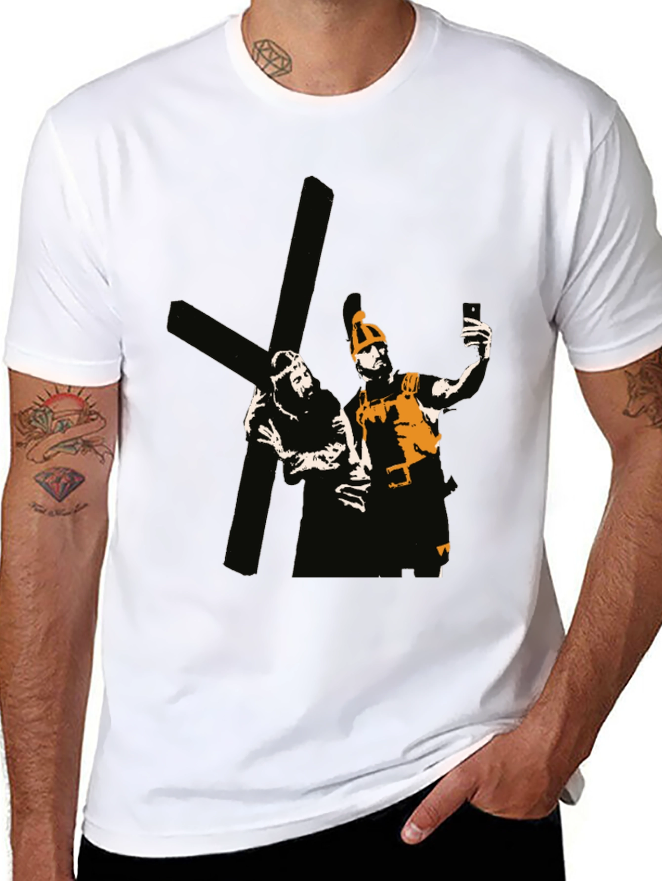 Humorous Religious Graphic Tee - Crucifixion Selfie
