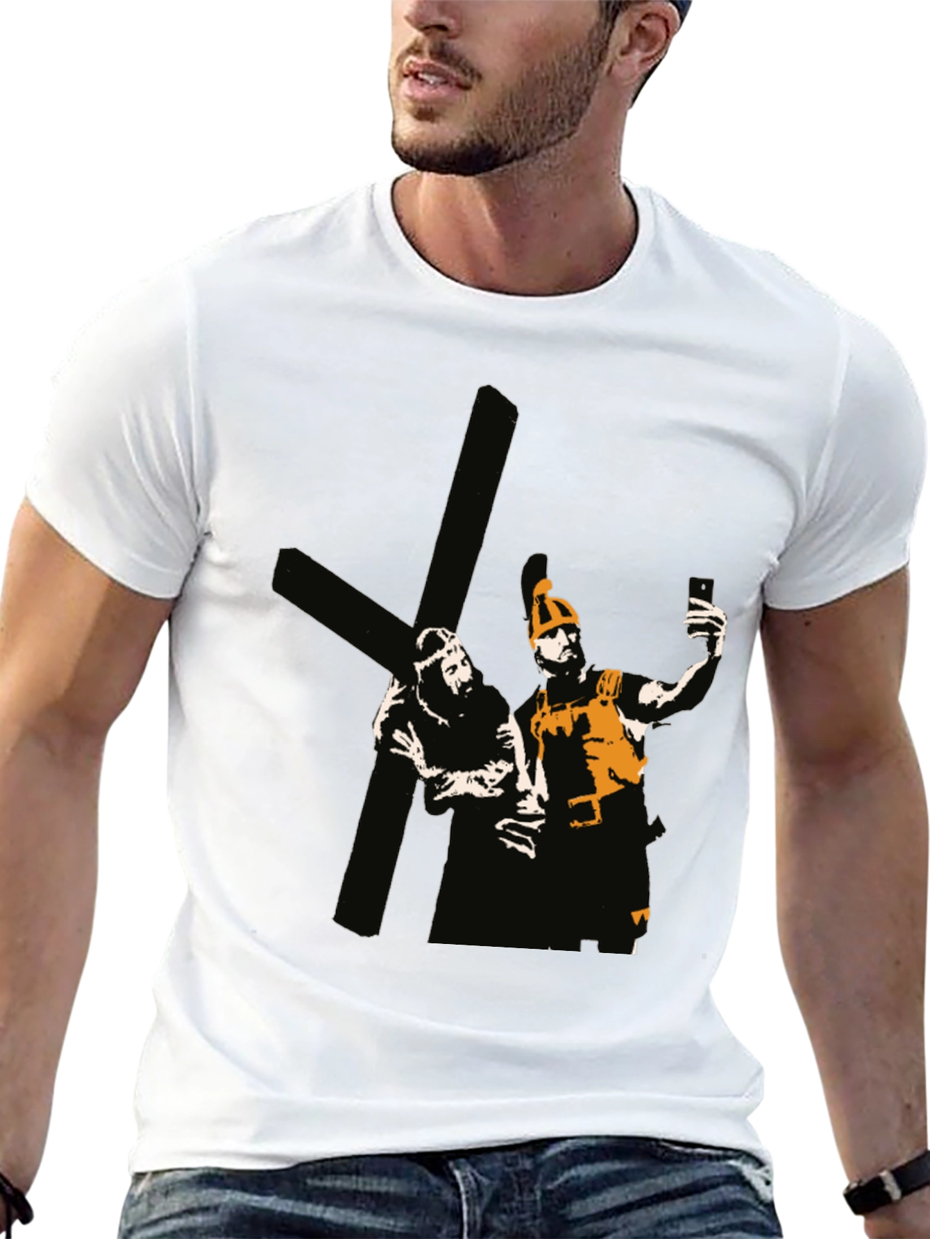 Humorous Religious Graphic Tee - Crucifixion Selfie