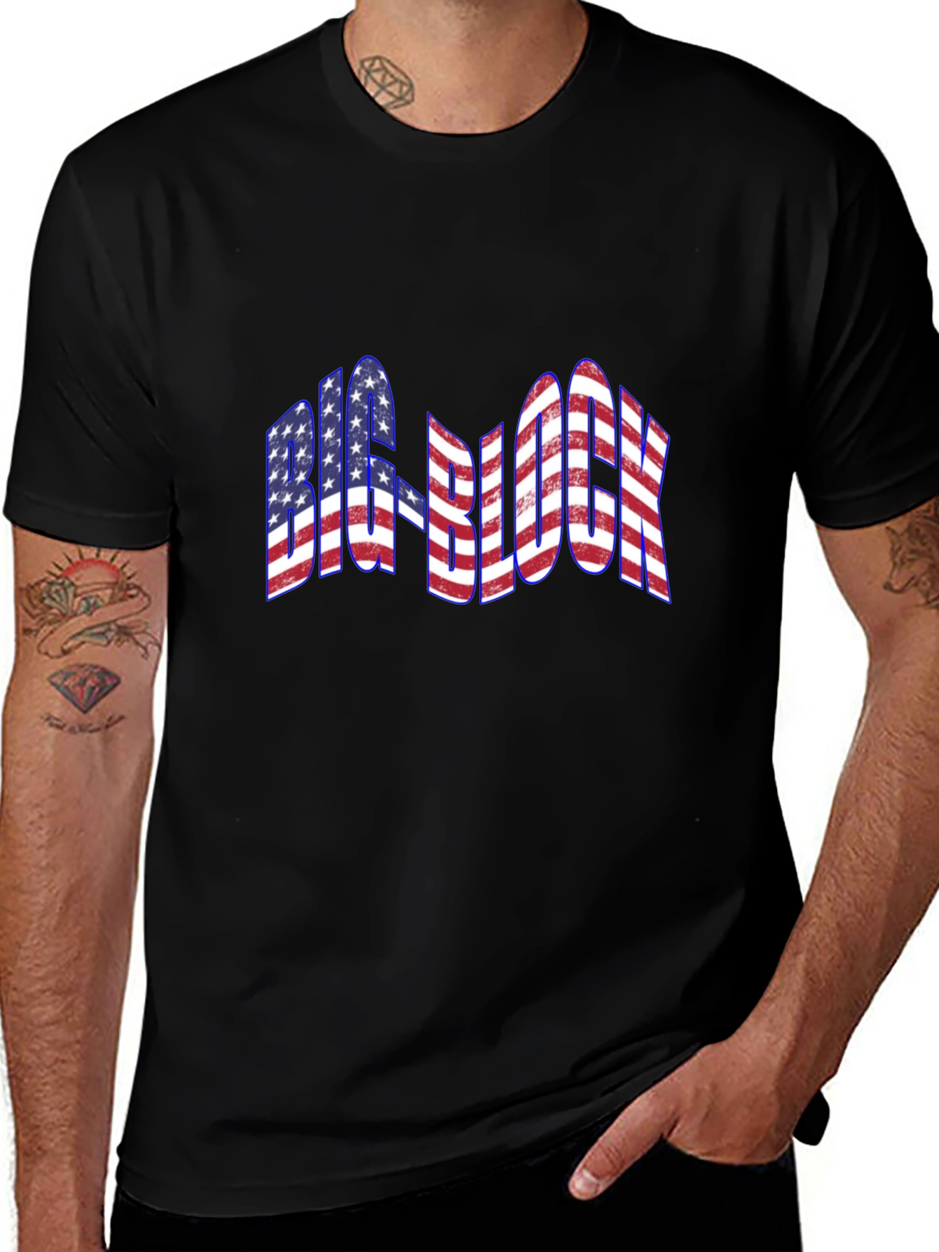American Flag Big Block Graphic T-Shirt