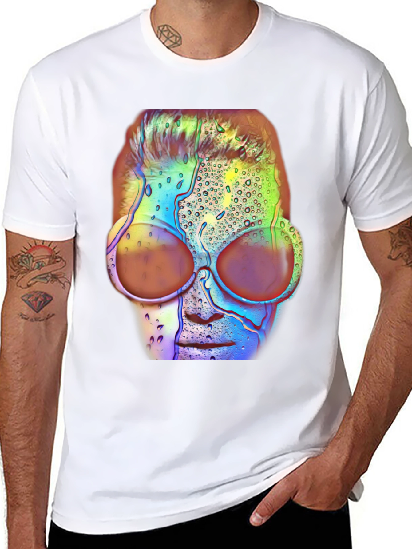 Abstract Face Graphic Tee - Black