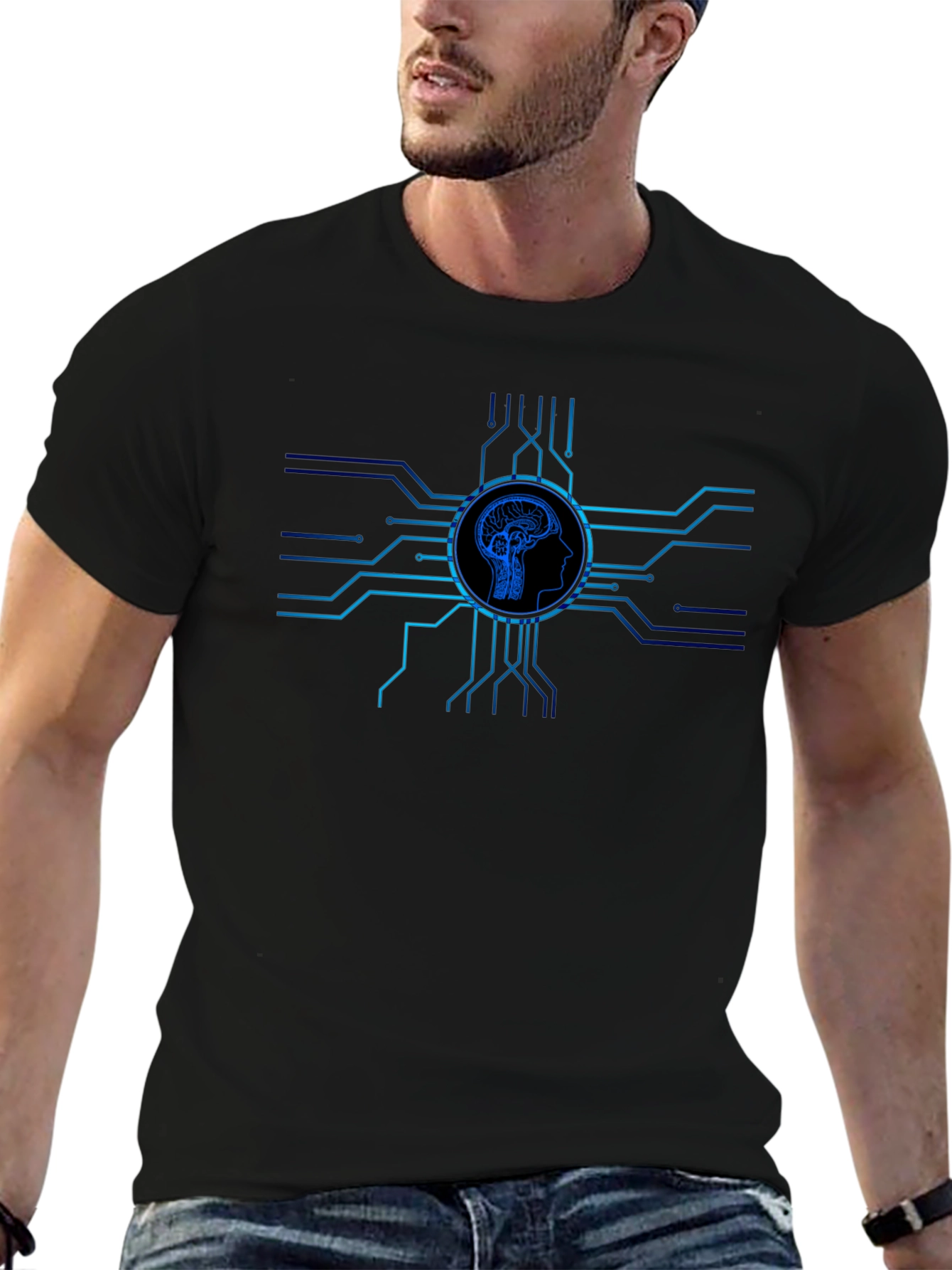 AI Brain Circuit T-Shirt - Tech Mind Tee