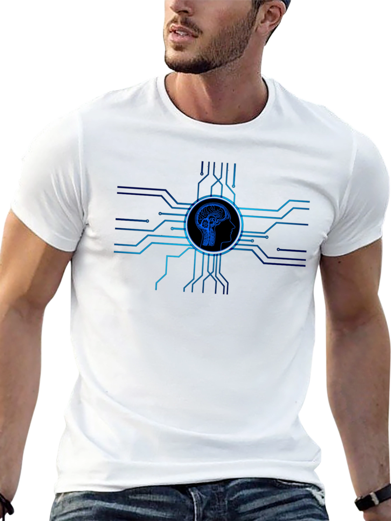 AI Brain Circuit T-Shirt - Tech Mind Tee