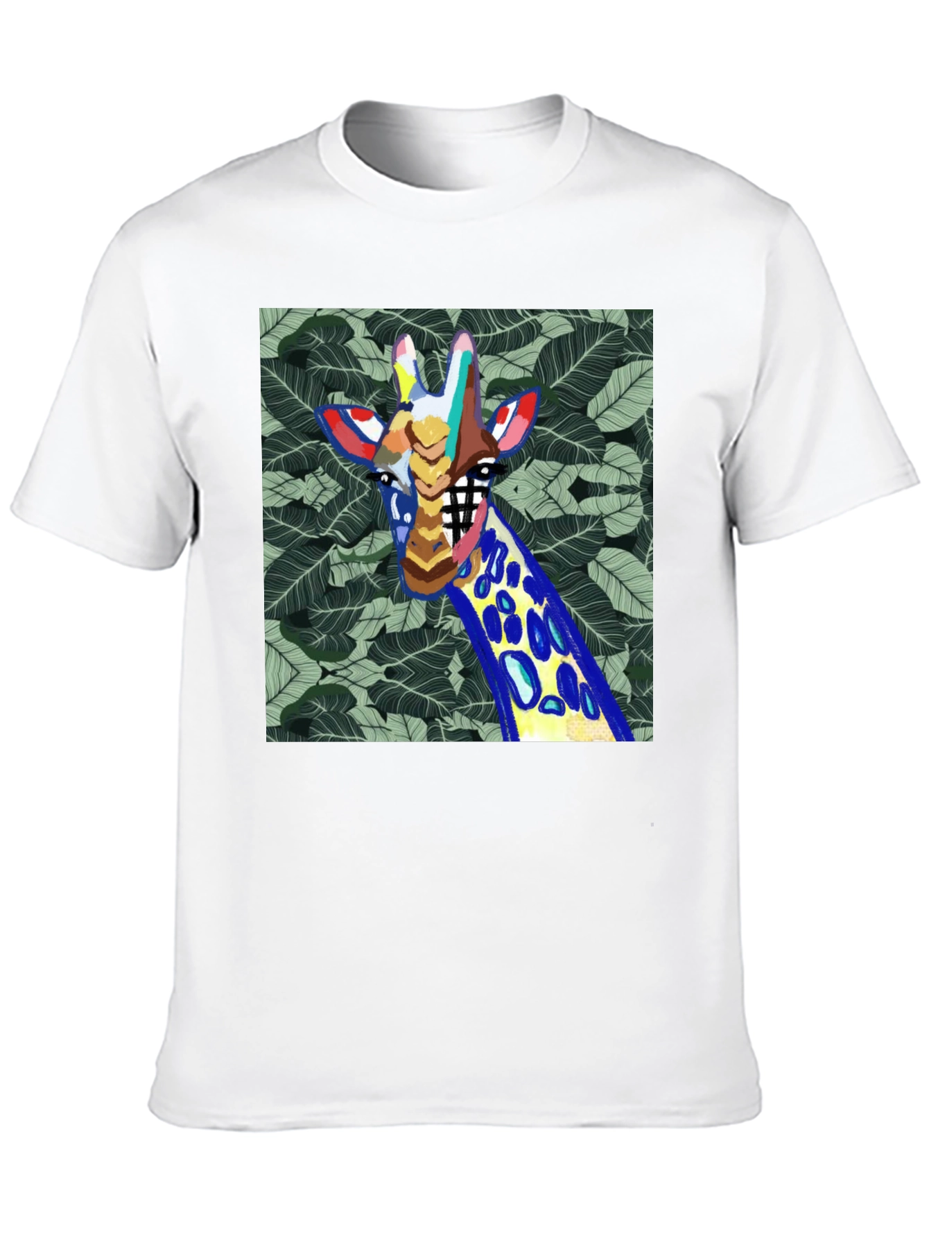 Abstract Giraffe Graphic Print Mens Black T-Shirt