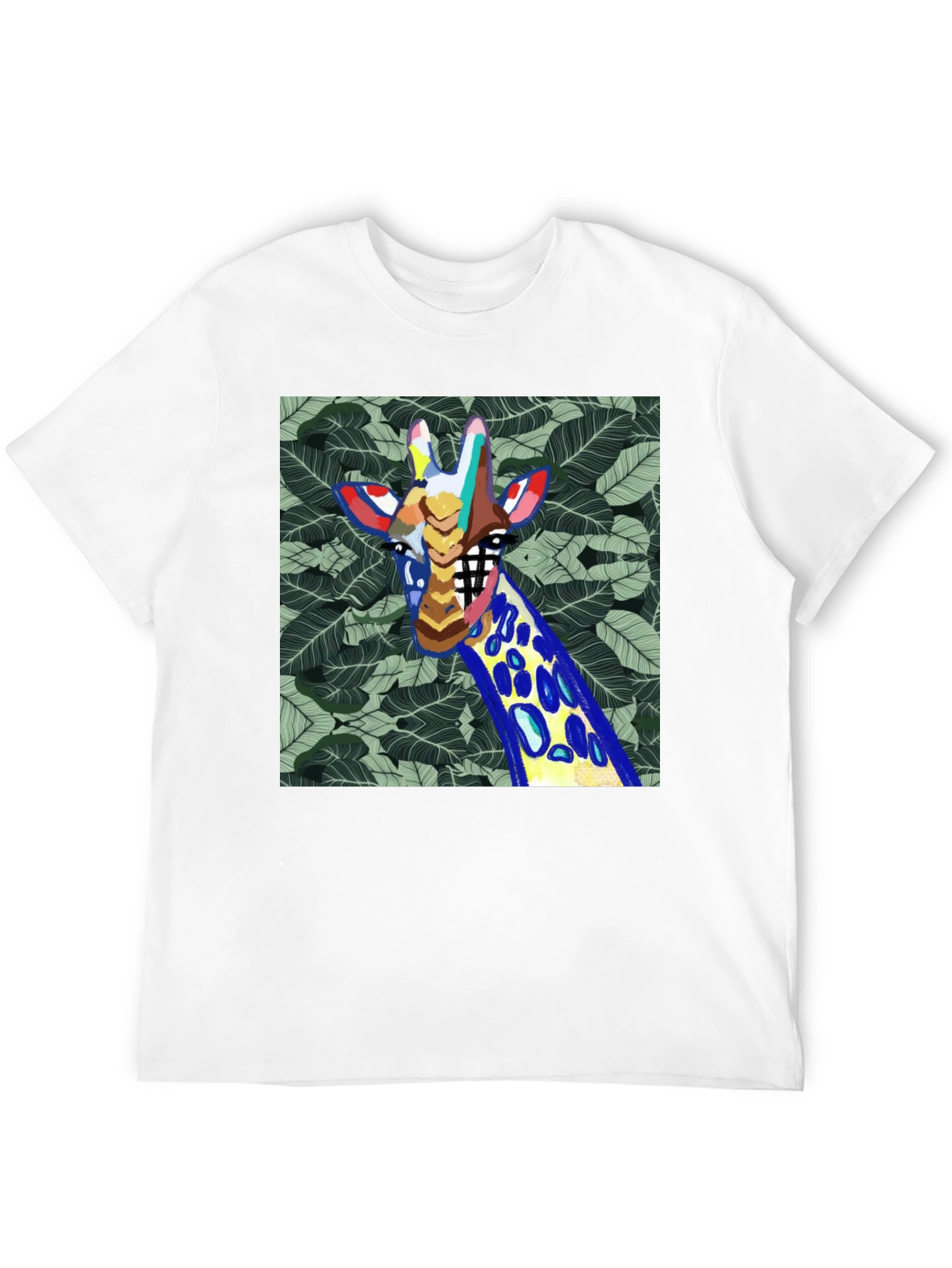 Abstract Giraffe Graphic Print Mens Black T-Shirt