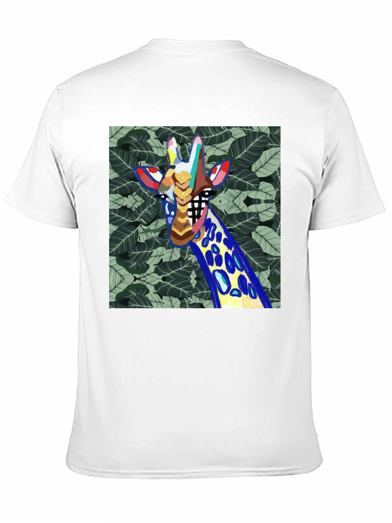 Abstract Giraffe Graphic Print Mens Black T-Shirt