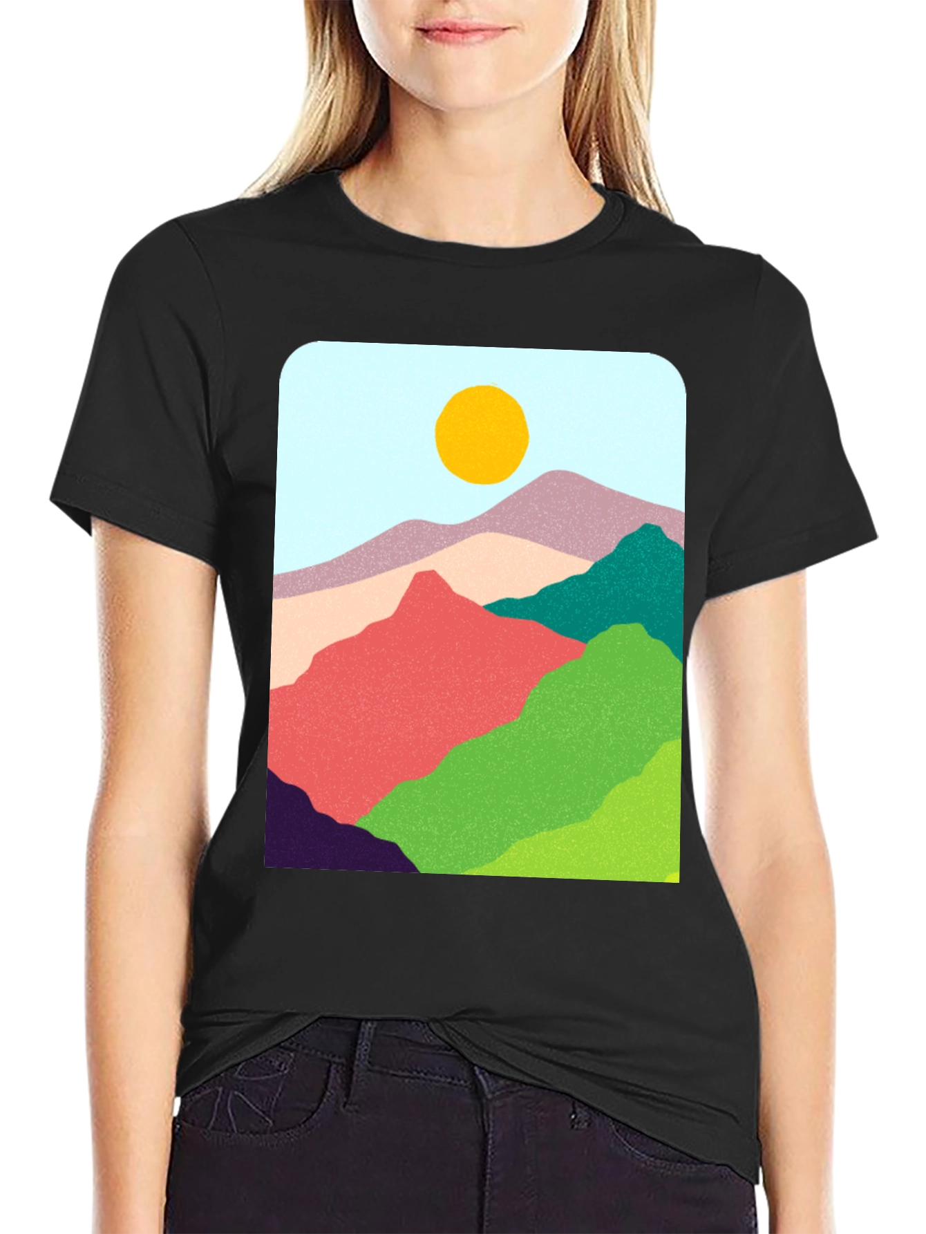 Abstract Mountain Graphic Tee - Casual Style
