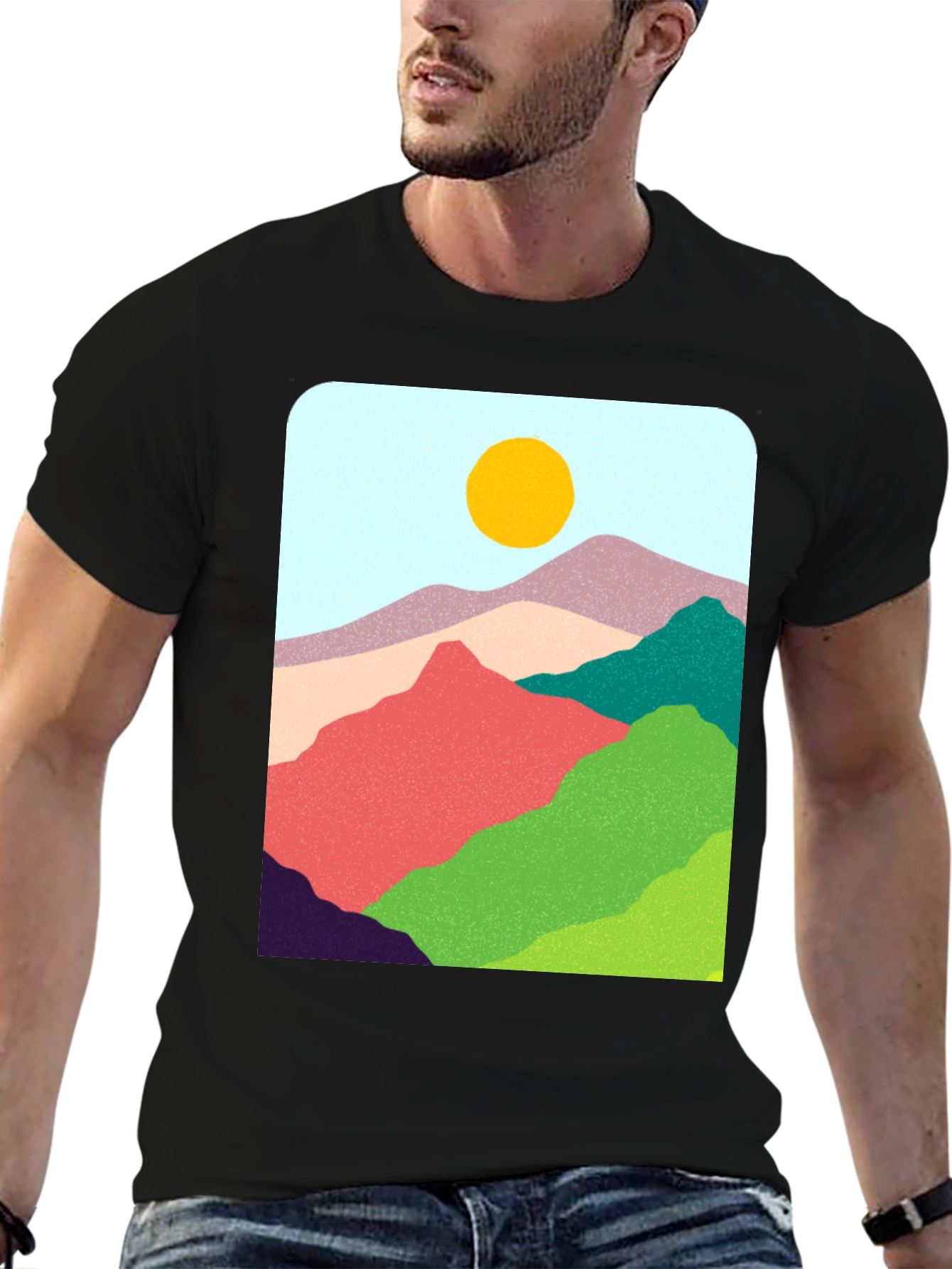 Abstract Mountain Graphic Tee - Casual Style