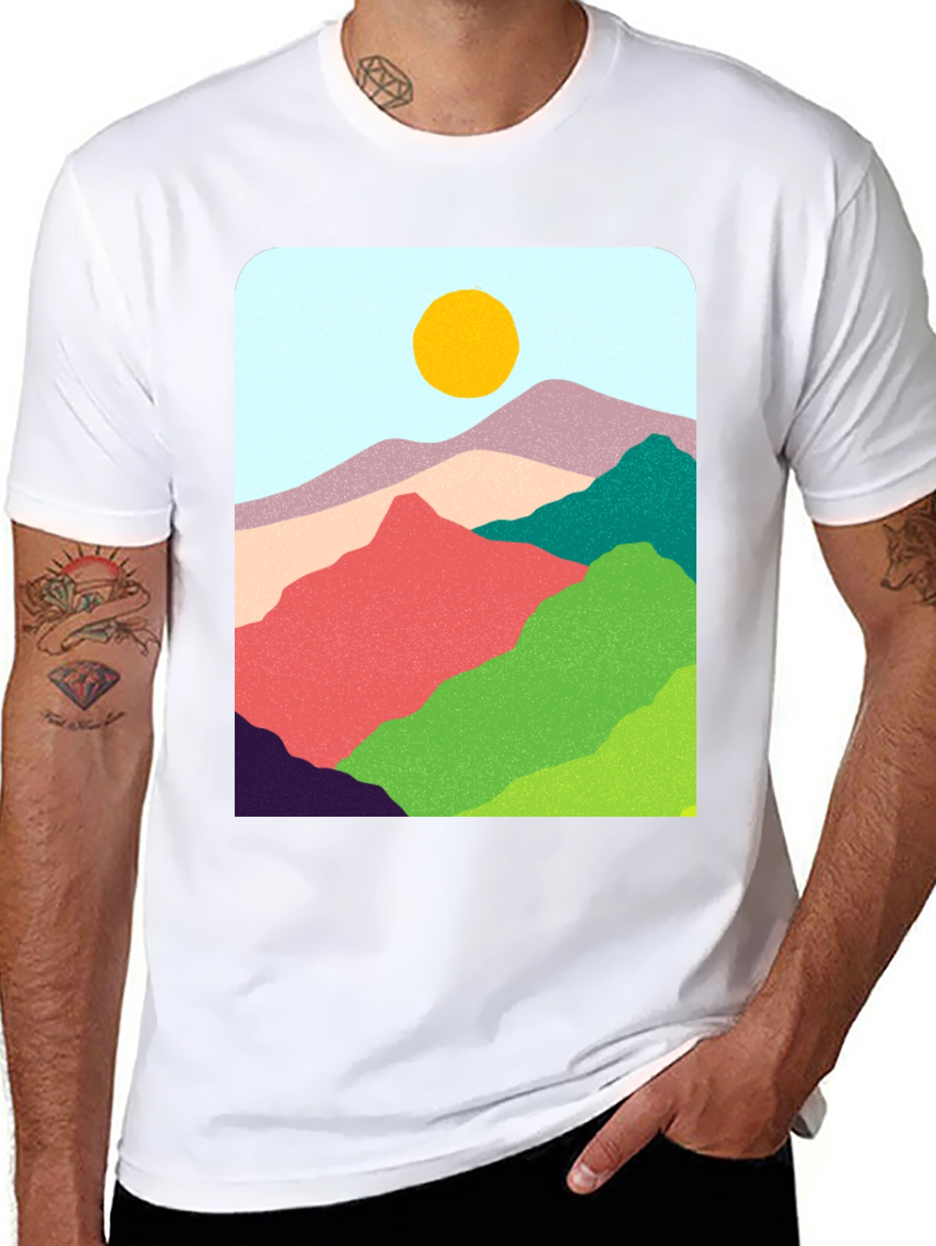 Abstract Mountain Graphic Tee - Casual Style