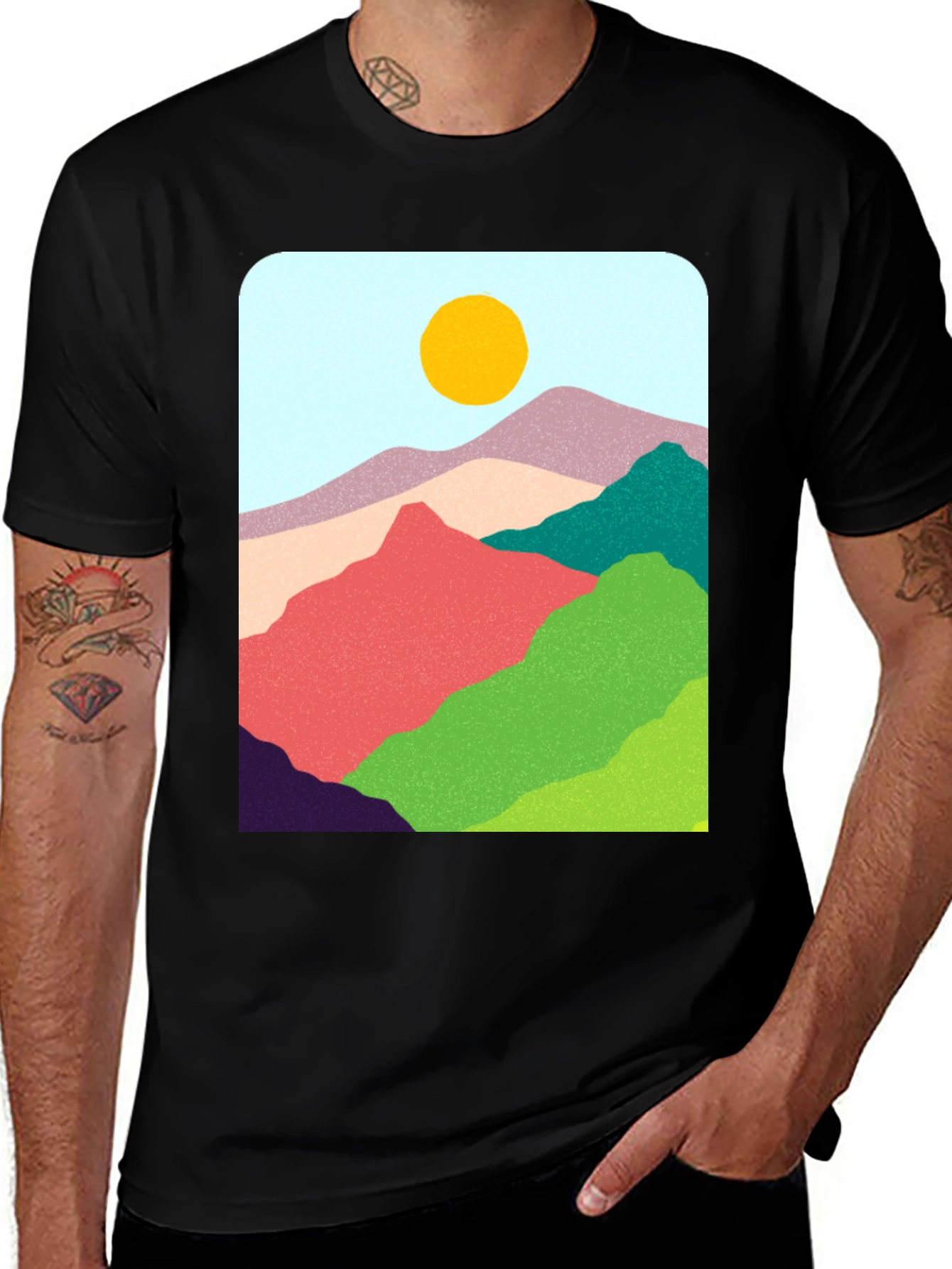 Abstract Mountain Graphic Tee - Casual Style