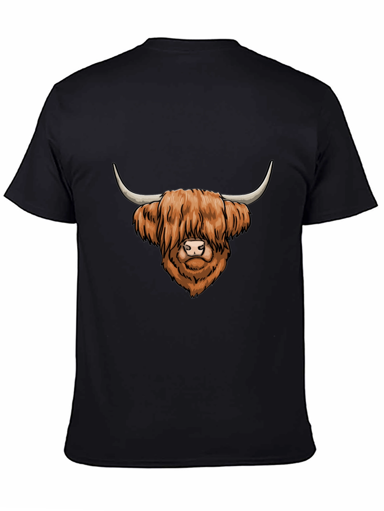 Highland Cow Graphic Tee - Cool Mens Black T-Shirt