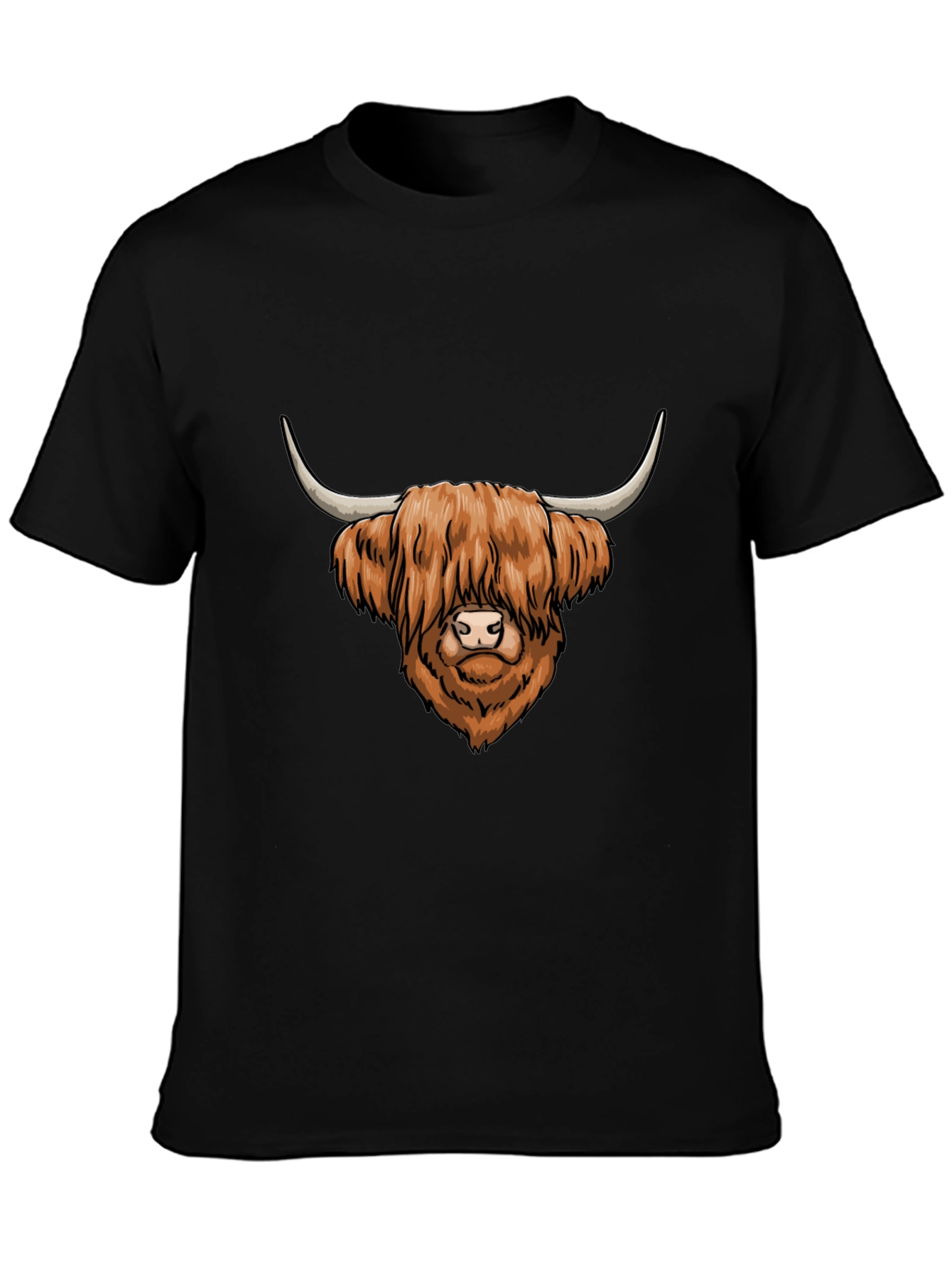 Highland Cow Graphic Tee - Cool Mens Black T-Shirt