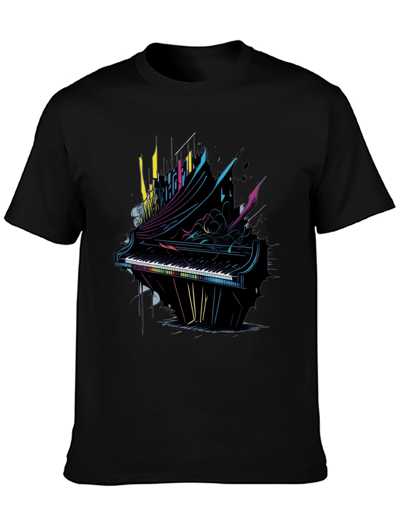 Abstract Piano Graphic T-Shirt - Musical Art Tee
