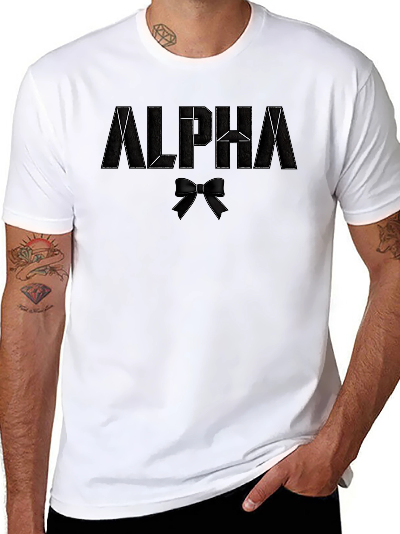Alpha Bowtie Black T-Shirt | Stylish Casual Wear