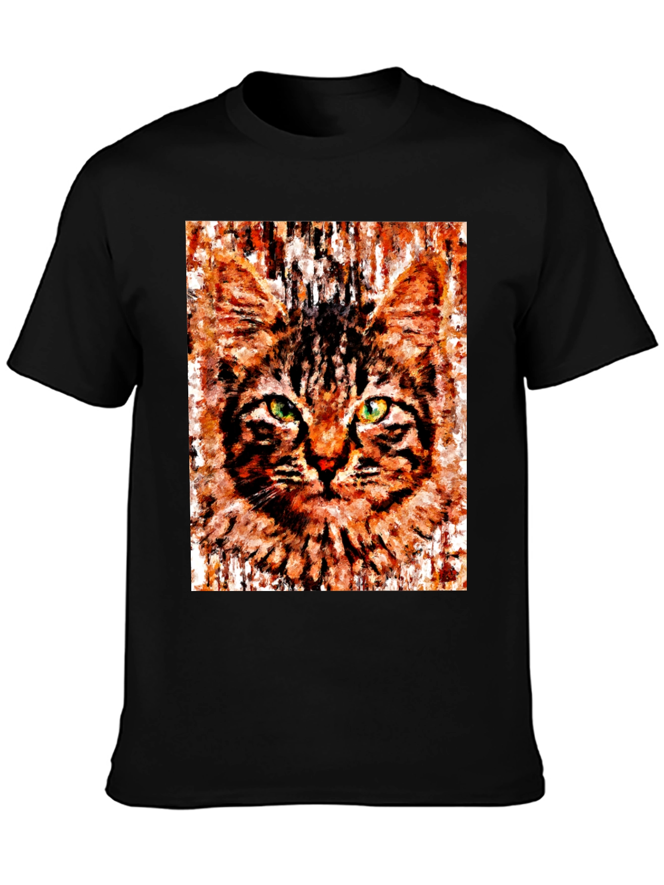 Abstract Cat Portrait Graphic T-Shirt