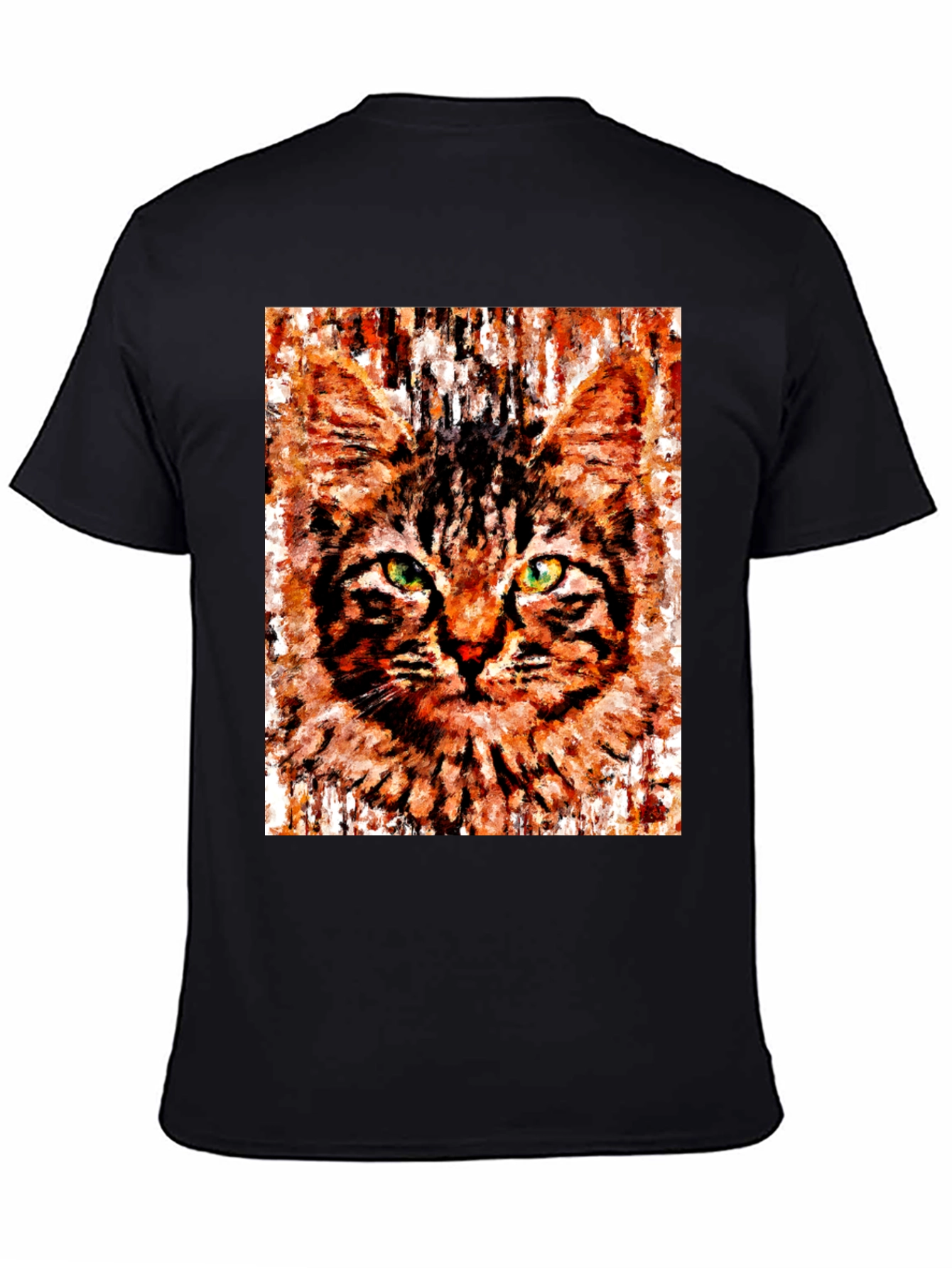 Abstract Cat Portrait Graphic T-Shirt