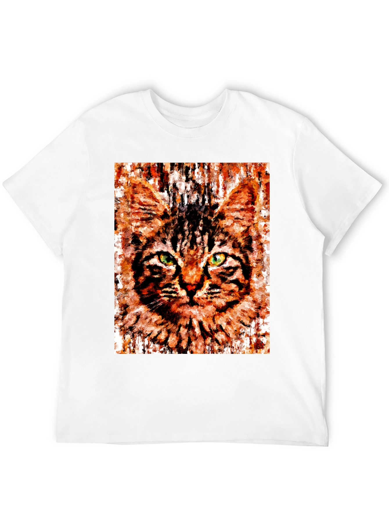 Abstract Cat Portrait Graphic T-Shirt