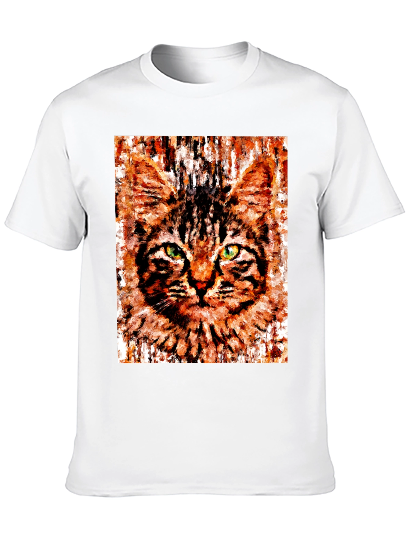 Abstract Cat Portrait Graphic T-Shirt