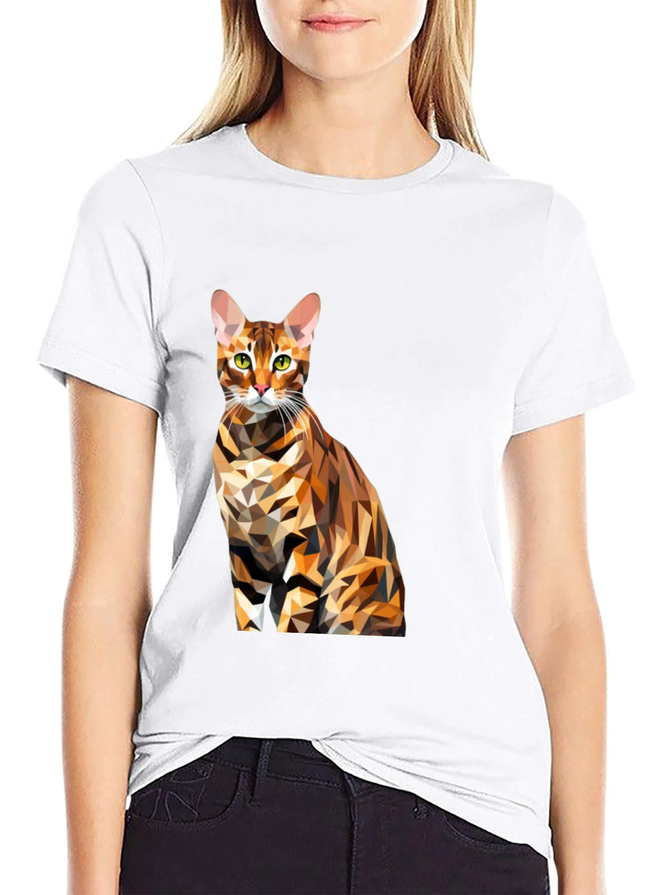 Abstract Cat T-Shirt - Geometric Design