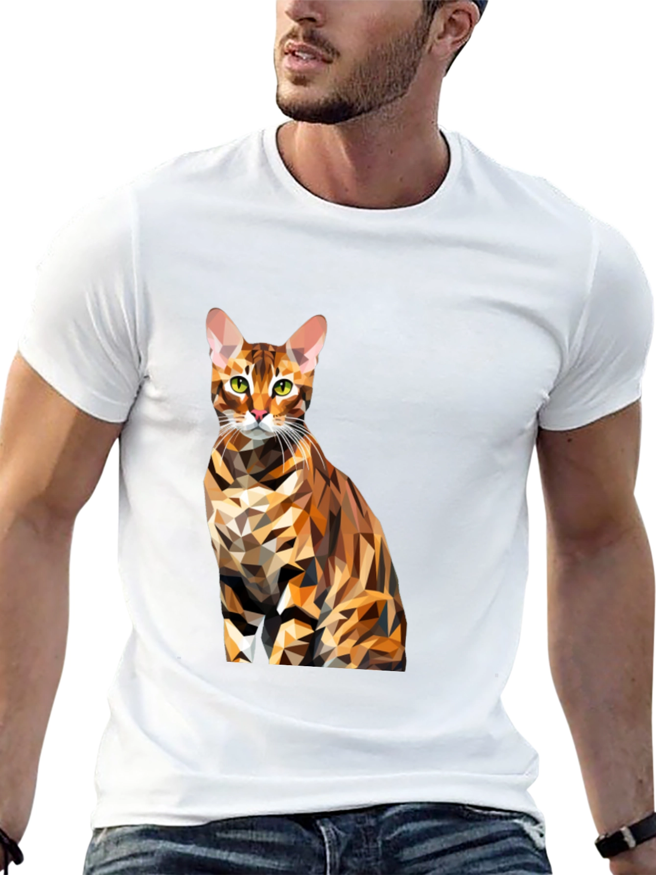 Abstract Cat T-Shirt - Geometric Design