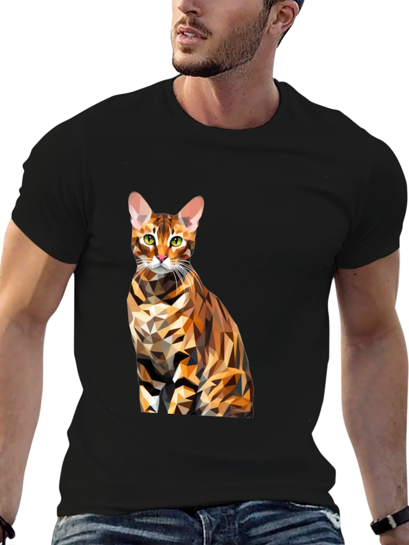Abstract Cat T-Shirt - Geometric Design