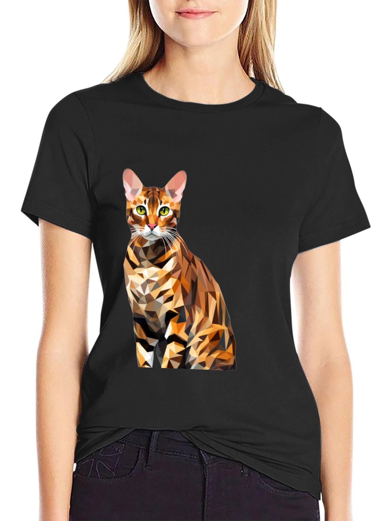 Abstract Cat T-Shirt - Geometric Design