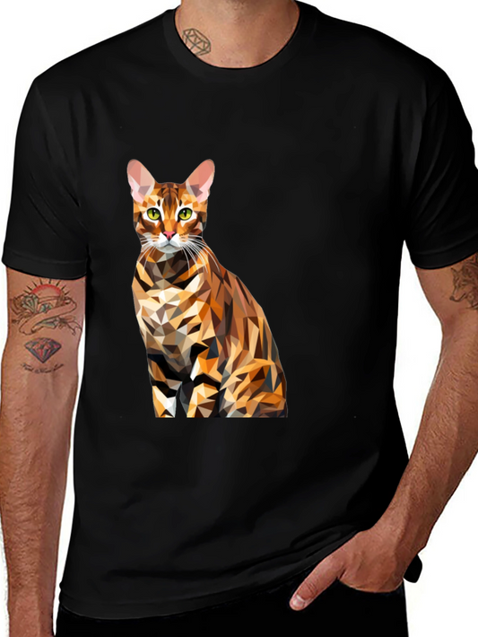 Abstract Cat T-Shirt - Geometric Design